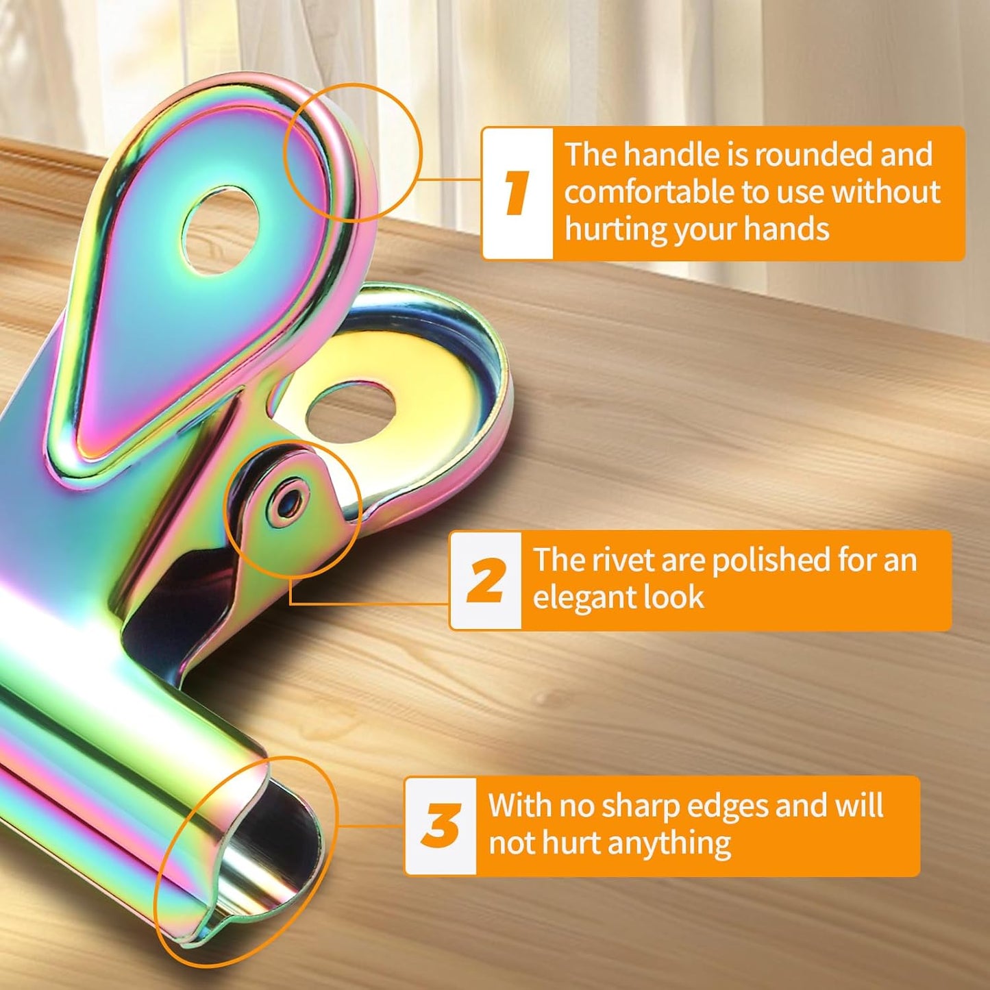 SIAMESE Bulldog Clips, 8 Pcs Binder Clips for Office & Kitchen, Multi-Purpose Binder and Food Bag Clamps for Sealing, Storage, Hanging (Rainbow Colors)