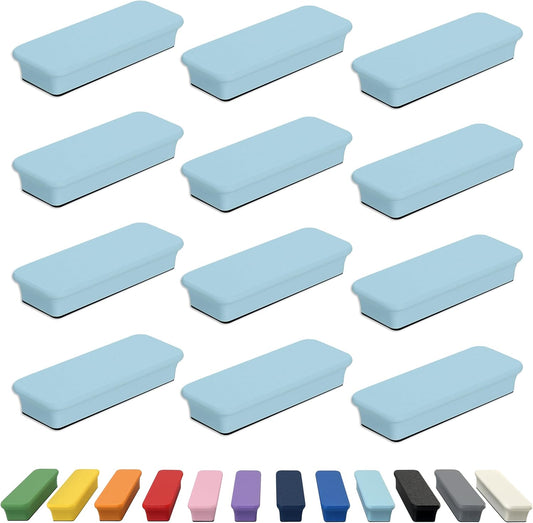 Glassboard Studio Mega Magnets - Neodymium - Heavy Duty, Colorful, Ergonomic, Ideal for Crafting, Quilting, and as Magnetic Knife Holders (12, Ice Blue Bar)