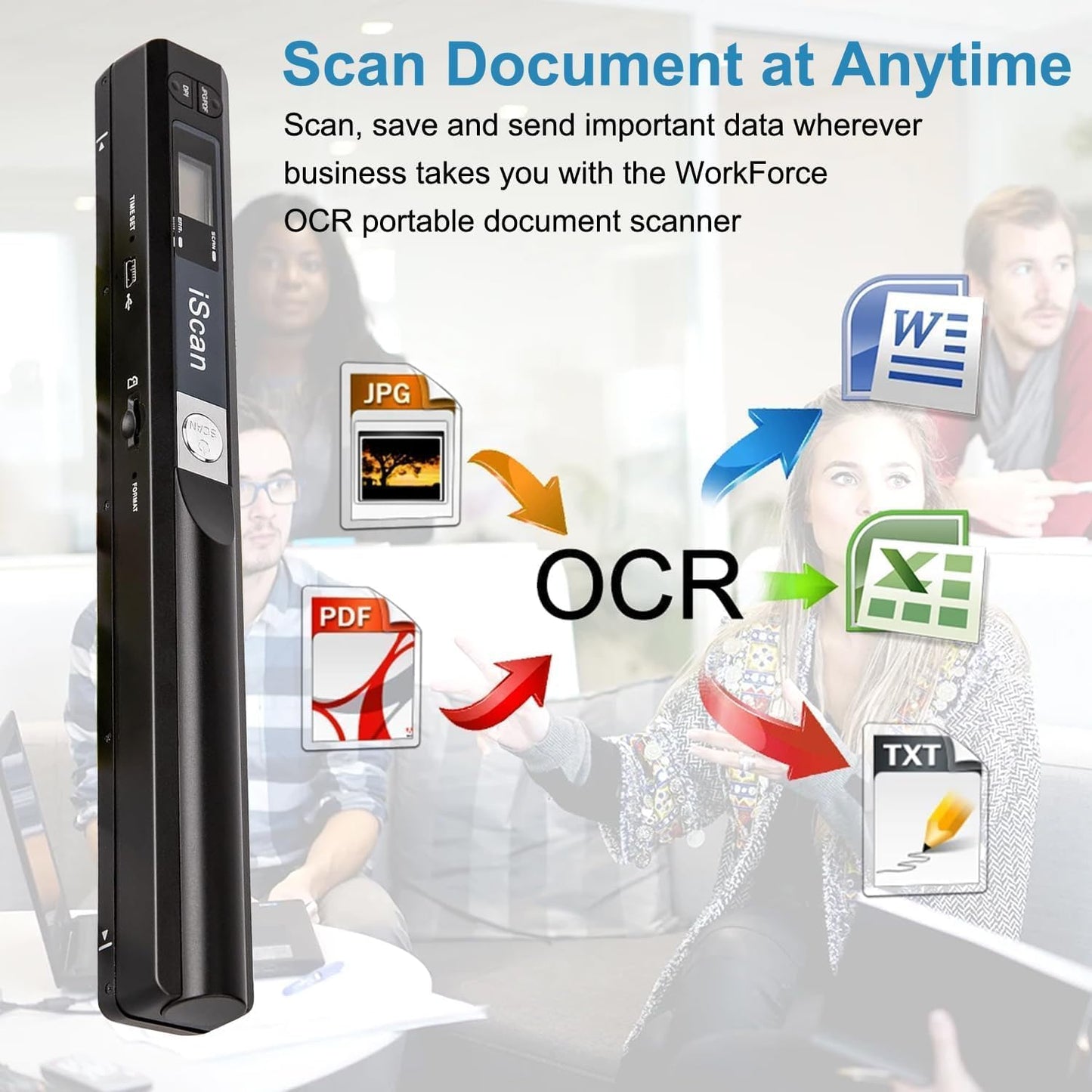 Portable Scanner, Photo Scanner for A4 Documents, Scanners for Computers, Document Scanner in 900 Dpi with 16G SD, Uploads Images to Computer Via USB Cable, Needn't Driver, JPG/PDF