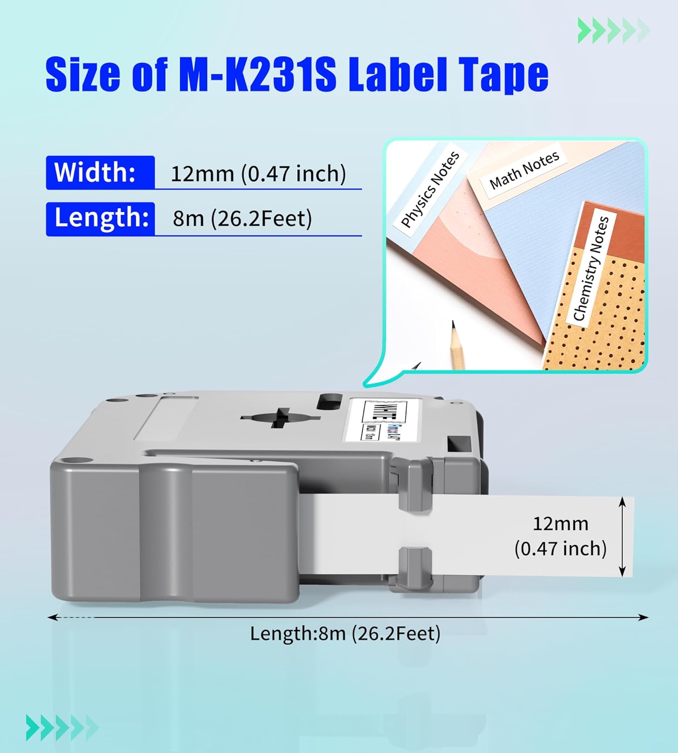 M-K231 12mm Replacement for Brother M Tape 12mm 0.47'' White, M-K231s MK231s M231 Label Tape Replace for Brother PTouch PT-M95, PT-90, PT-70, PT-65, PT-60, PT-45 Label Maker Refills, 3 Pack