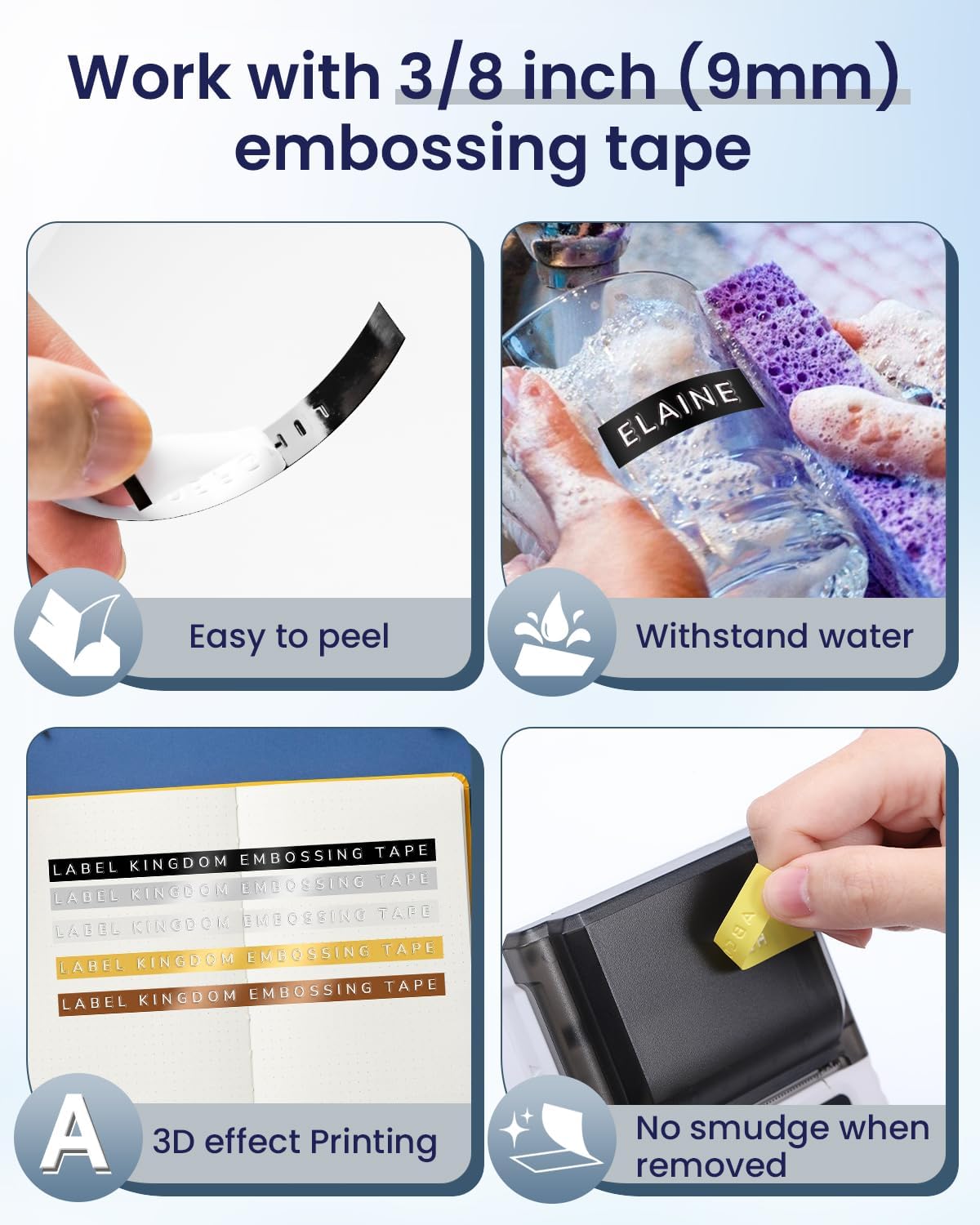 Label KINGDOM Embossing Label Maker, Old School Labeler for Home School Office,A Protable Handheld Retro Label Maker with 10 Rolls 3D Embossing Label for Home Office DIY, Black