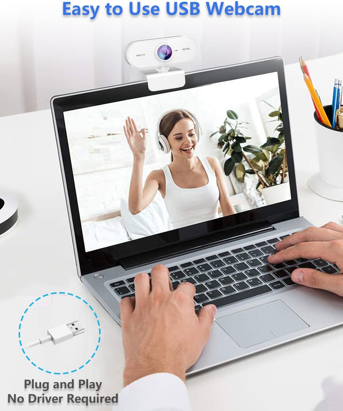 Webcam 1080P HD Webcam for PC,Web cam with Microphone,Stand for PC/MAC/Laptop/Desktop,Wide Angle Web Cameras for YouTube,Skype,Zoom,Xbox One,Video Calling