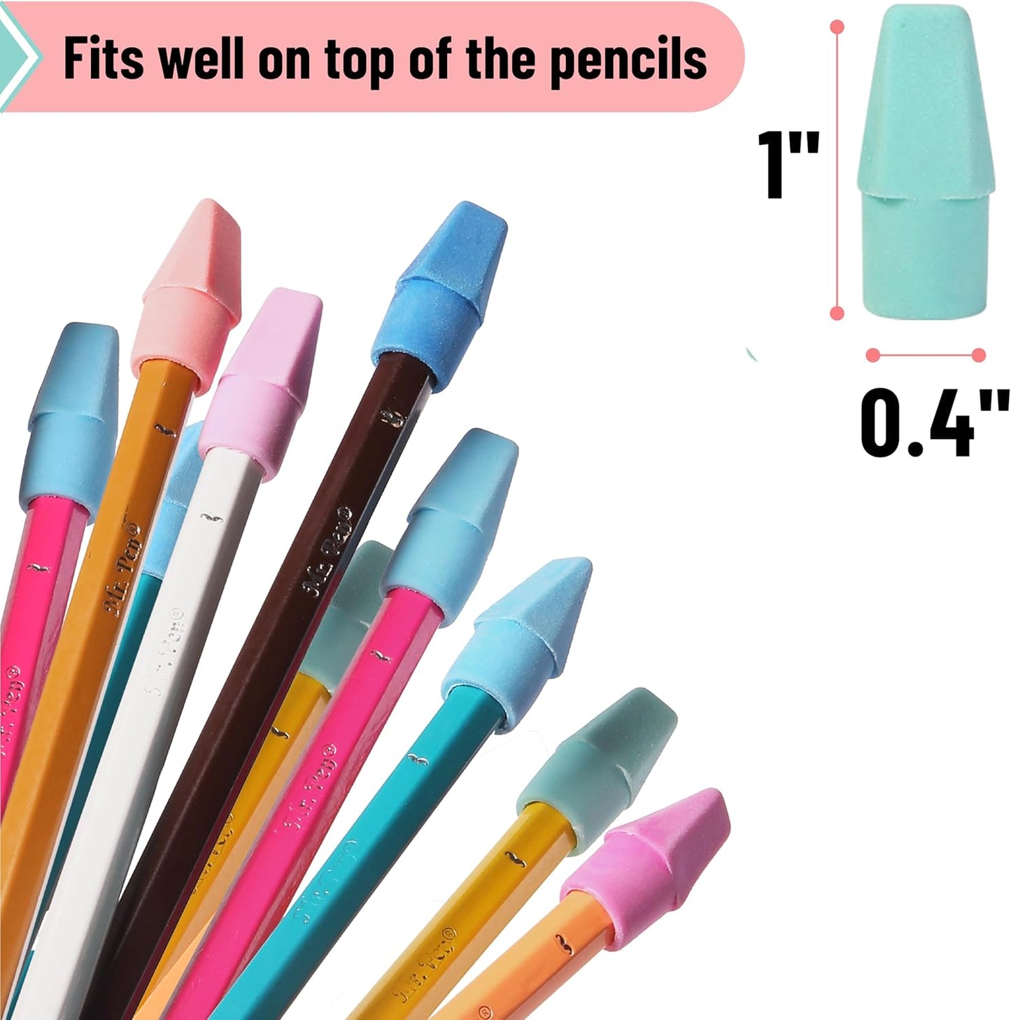 Mr. Pen- Pencil Erasers Toppers, 120 Pack, Colorful, Latex Free, No Smudge, Mr Pen Erasers for Pencils