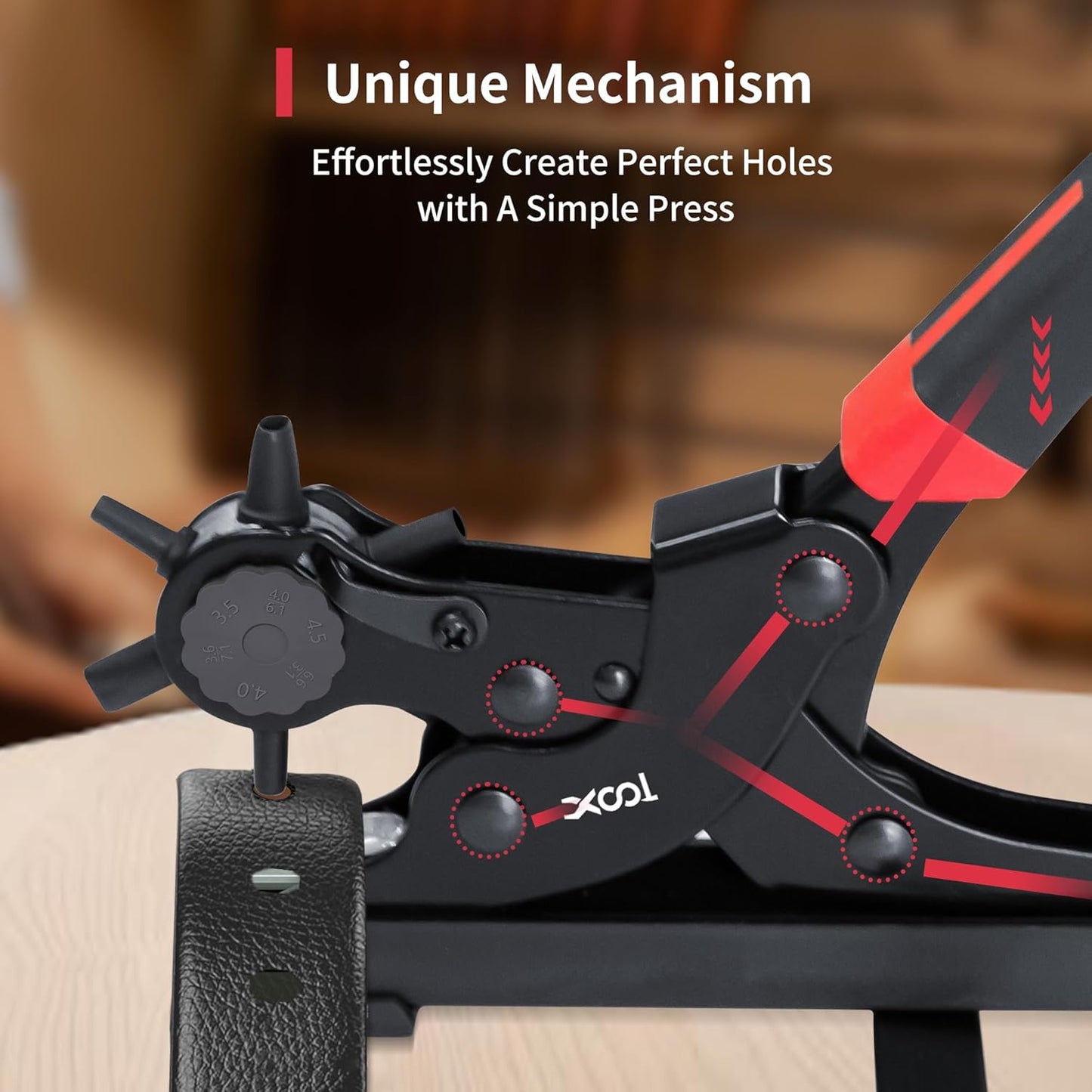 XOOL Oval & Round Holes Belt Hole Puncher for Leather, Precision Multi-Size Leather Hole Punch for Watch Bands, Straps, Collars, Saddles, Shoes, Fabric, DIY Home, Craft Projects