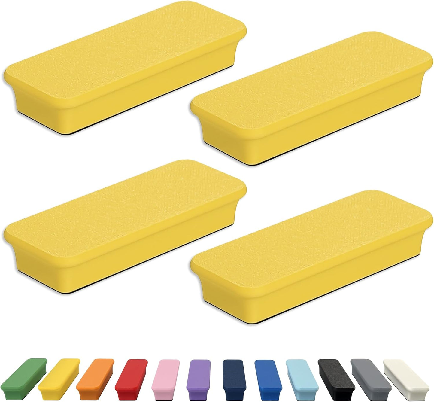 Glassboard Studio Mega Magnets - Neodymium - Heavy Duty, Colorful, Ergonomic, Ideal for Crafting, Quilting, and as Magnetic Knife Holders (4, Sunshine Yellow Bar)