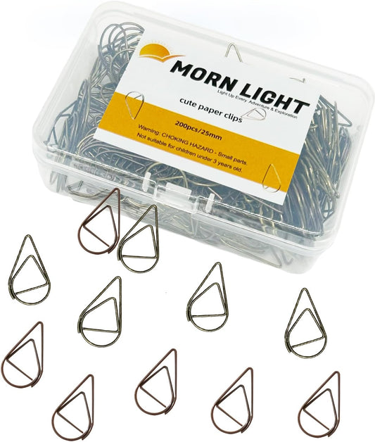 200 Pcs Teardrop Paper Clips Bulk,Stainless Steel Rust-Resistant Paperclips for Wedding Invitations, 3X Stronger Hold with Mirror Polish (Copper+Bronze, 1inch)