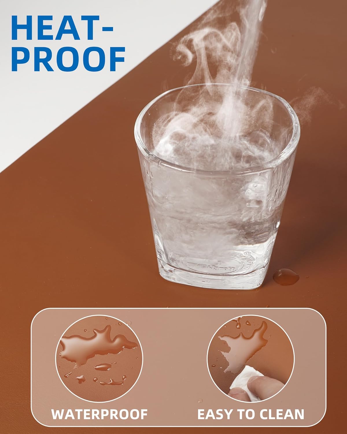 Leather Desk Pad Blotter,Mouse Pad,Office Desk Mat, Non-Slip PU Leather Desk mat,Large Desk mat,Waterproof Keyboard mat for Office/Home/Decor (Brown,31.5" x 15.7")