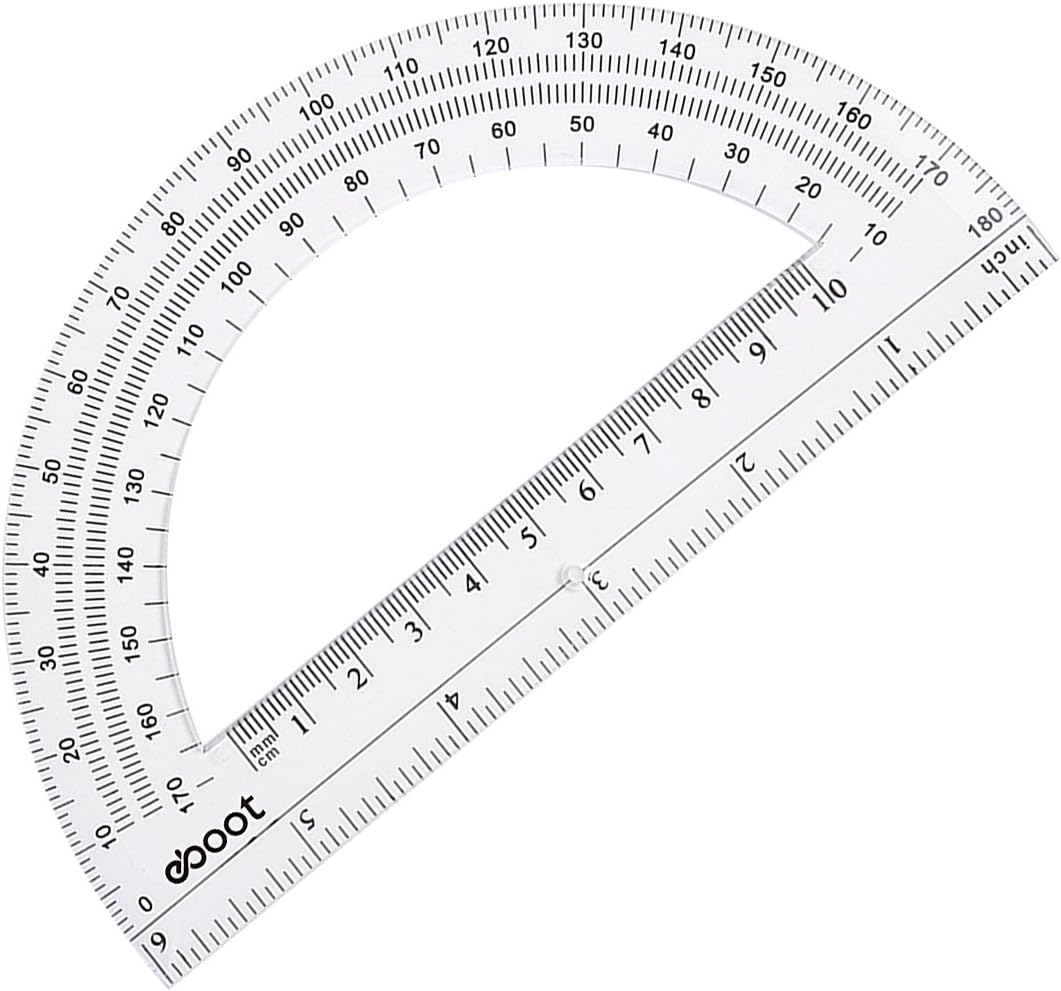EBOOT 2 Pcs Plastic Protractor Clear 180 Degrees Transparent Protractor for Geometry, 4 Inch and 6 Inch