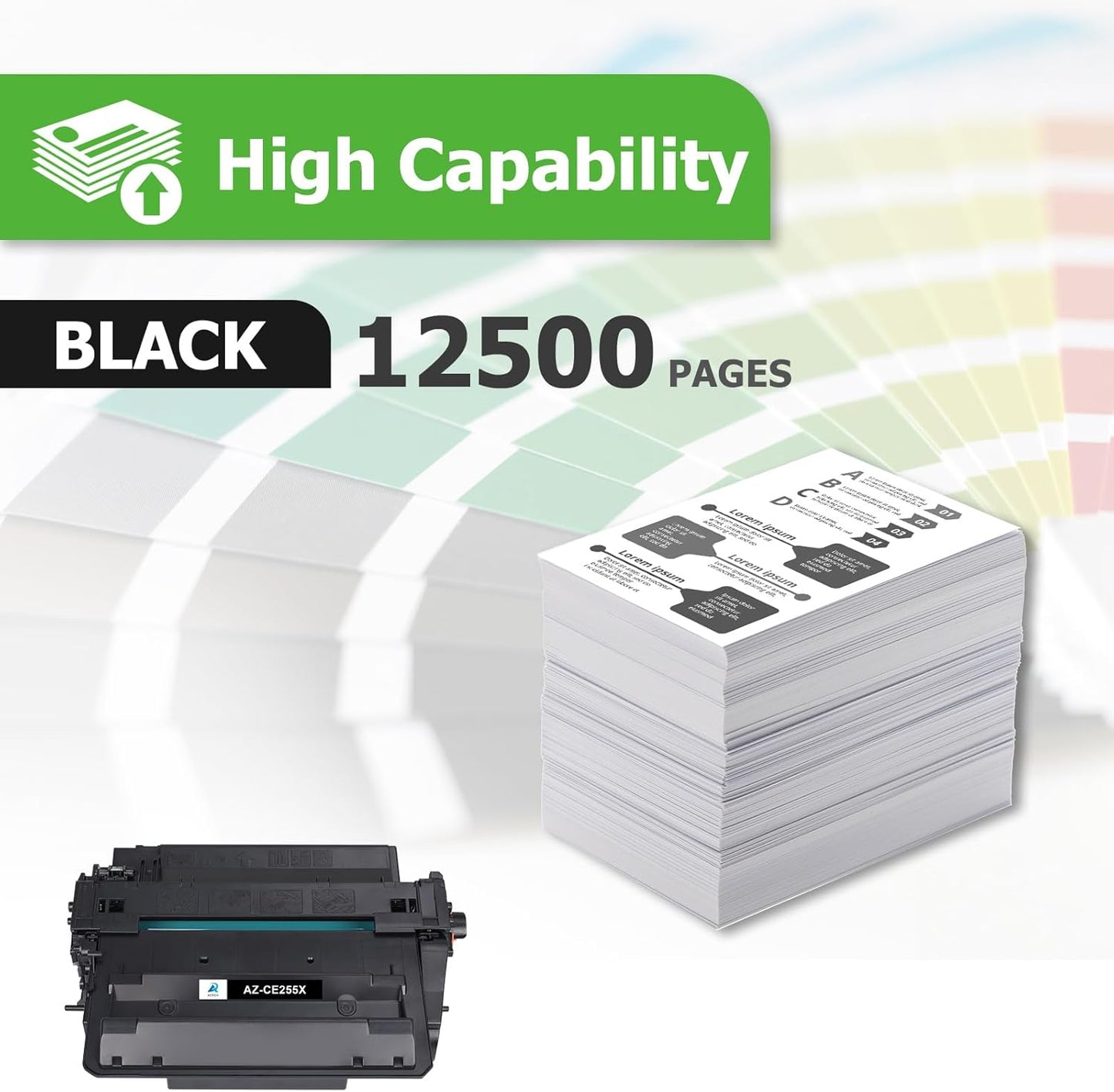 Aztech Compatible Toner Cartridge Replacement for HP CE255X 55X CE255A 55A LaserJet Enterprise P3015dn P3015x LaserJet Pro 500 MFP M521dn M521dw (Black, 2-Packs)