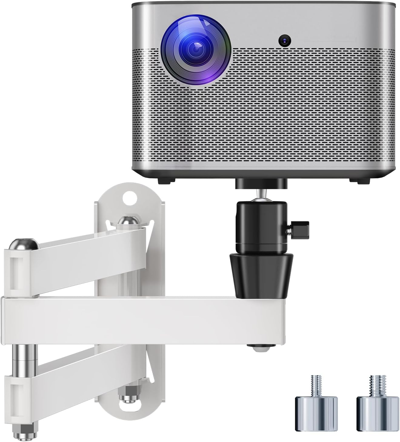 suptek Universal Foldable Projector Wall Mount - Adjustable Bracket for Projectors, Compatible with 1/4", M4 & M6 Screws, Heavy-Duty & Space-Saving Design, White, MA1330YTW