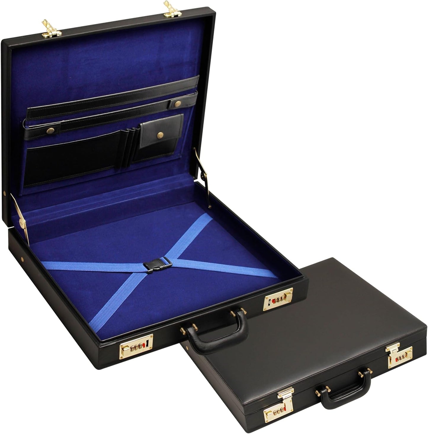 Premium Masonic Regalia Master Mason & Paster Master Mason MM/WM Briefcase – Black Imitation Leather Hard Case with Gold Locks | Freemason Bags & Storage Cases (MM/WM)