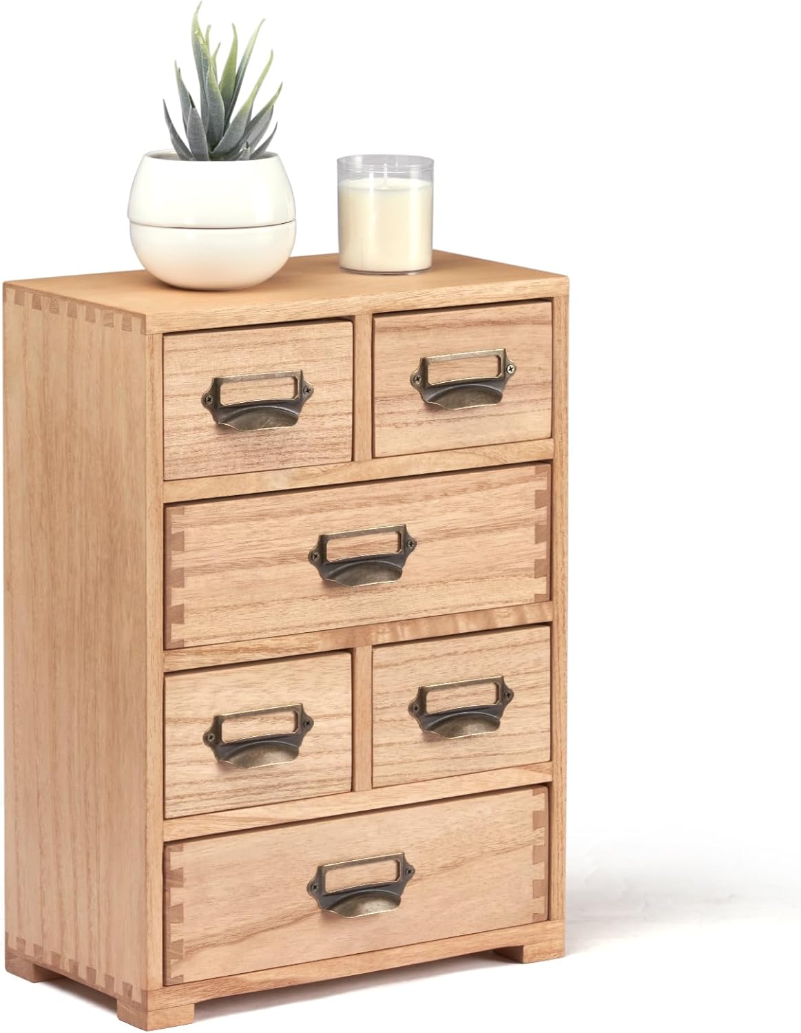 KIRIGEN Wooden Storage Cabinet Organizer Desktop Storage Drawers for Home Office Supplies Natural(4D6CG-NA)