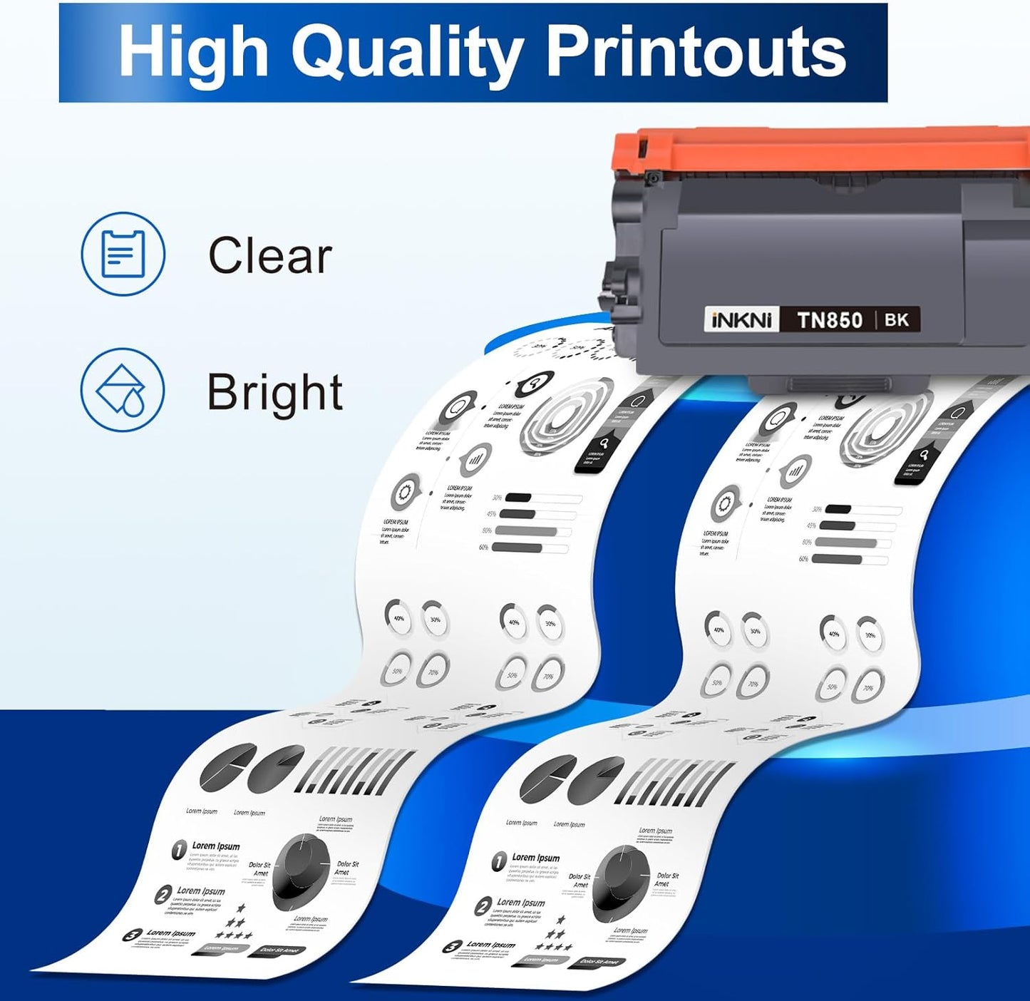 InkNI Compatible TN850 Toner Cartridge Replacement for Brother TN850 TN820 TN880 High Yield Compatible for Brother DCP-L5600DN HL L5000D HL L5200DW HL L6200DW L5850DW L6700DW Printer (Black, 4-Pack)