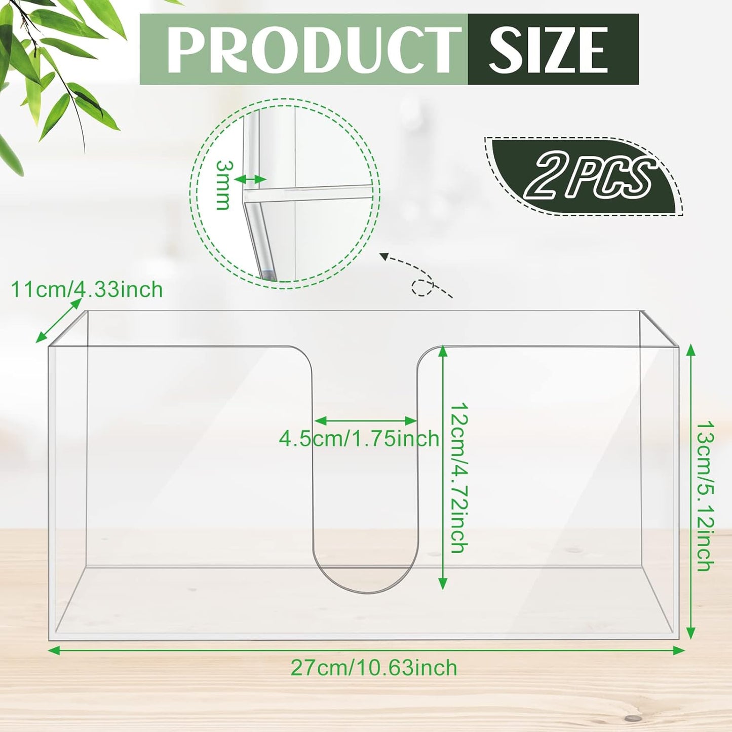 Mumufy 2 Pcs Fold Paper Towel Dispenser Countertop Napkins Dispenser Napkin Holder Multifold Disposable Acrylic Paper Towel Dispenser for Z or C Fold (Clear)