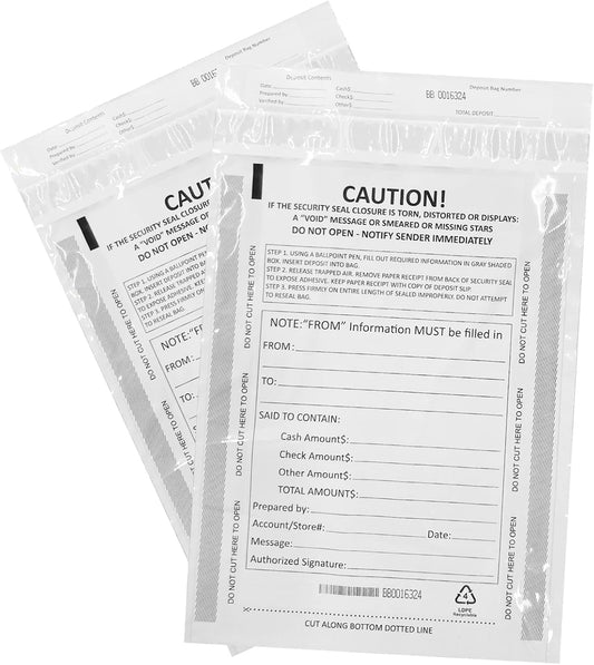 10 x 13 Inch Deposit Bags Security Pocket Bank Deposit Envelopes (White, 100 Pack)