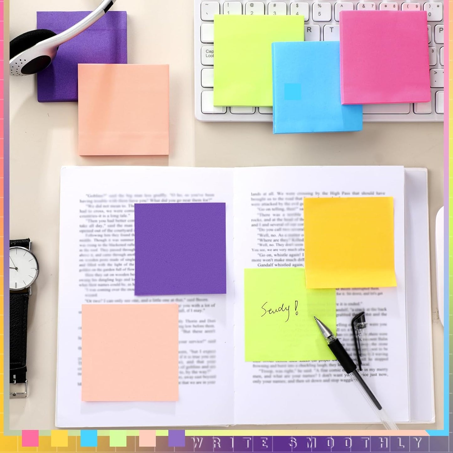 Kajaia 24 Pads Full Adhesive Sticky Notes Colorful Sticky Notes Adhesive Memo Self Stick Pads Easy to Post for Office Home School Meetings Supplies 6 Pastel Colors 80 Sheets/pad(3x3 Inches)