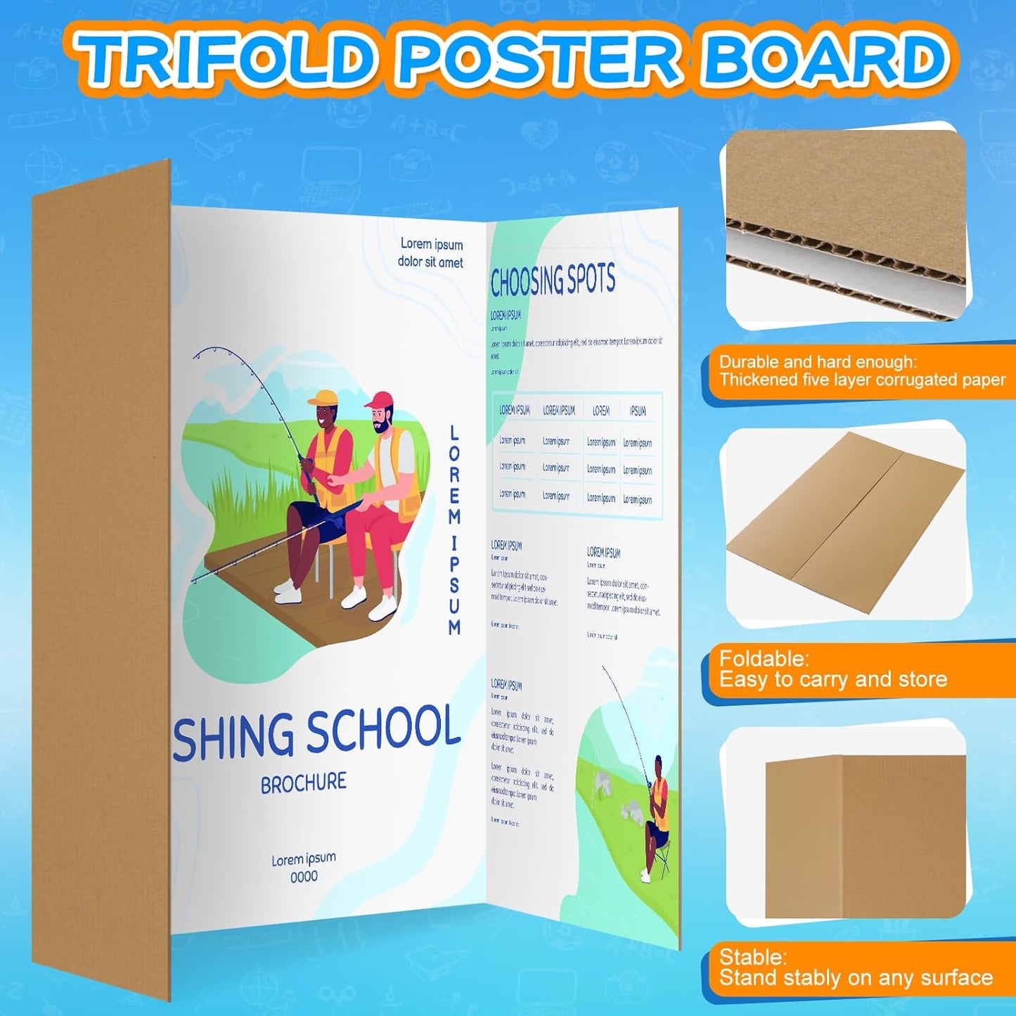 WinTS 18 PCS 36 x 48 Trifold Poster Board White Foldable Trifold Poster Boards Bulk for Science Fair,School Projects,Presentations,Exhibitions