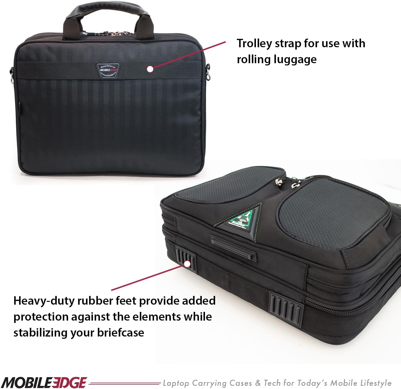 Mobile Edge ScanFast Laptop Briefcase Bag for Men and Women, for 16" PC and Compatible with MacBook 17", TSA Checkpoint Friendly, Black