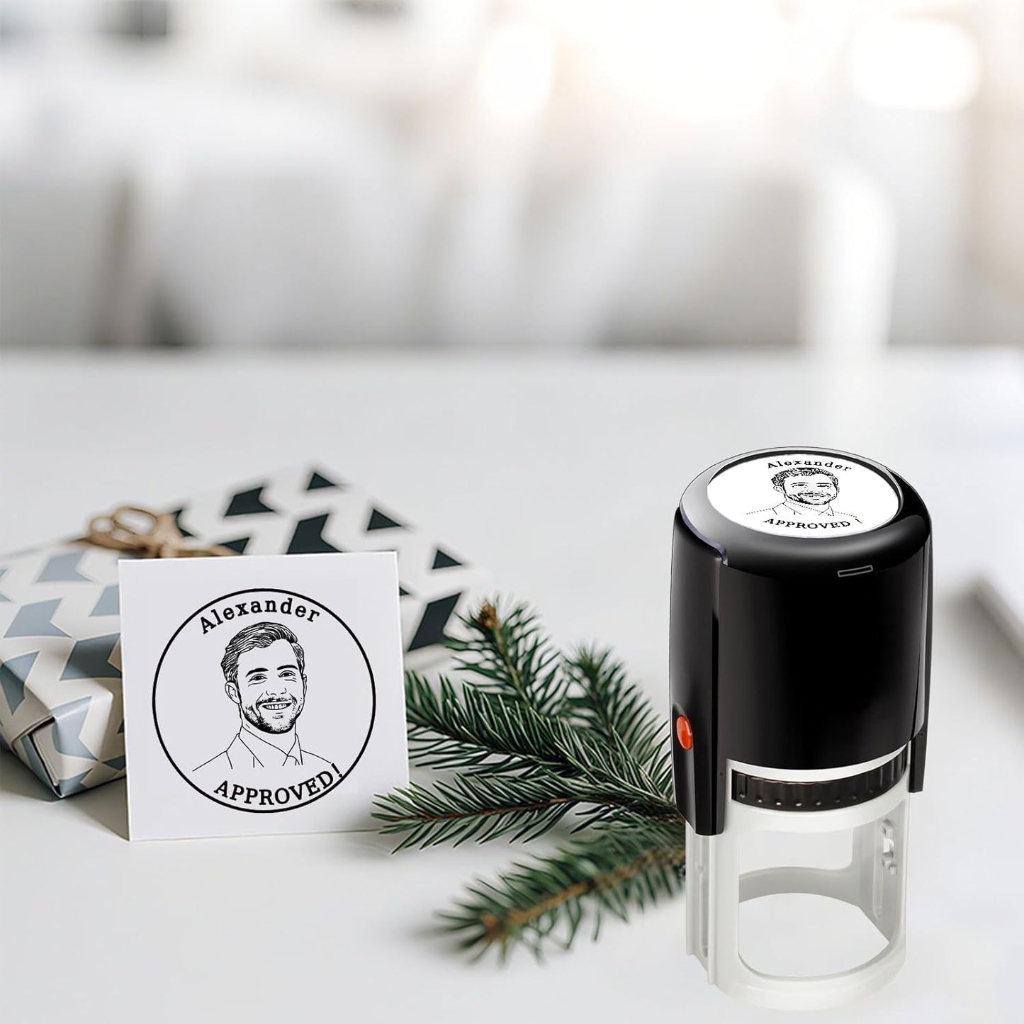 Custom Face Photo Stamp Personalized Self-Inking Portrait Rubber Stamps Customized Name Logo Return Address Approved Stamp Label Stamping Supplies Office Business Funny Gifts for Pets Teacher Face