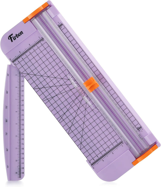 Firbon Purple A4 Paper Cutter, 12 Inch Titanium Straight Paper Trimmer with Side Ruler for Scrapbooking Craft, Paper, Coupon, Label, Cardstock