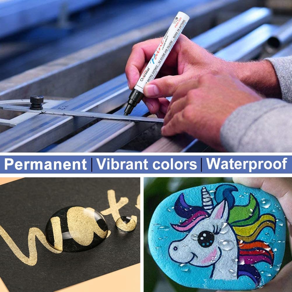 Overseas Permanent Paint Pens Light Blue Markers - 2 Pack Single color Oil Based Paint Markers, Medium Tip, Quick Drying and Waterproof Marker Pen for Metal, Rock Painting, Wood, Plastic, Canvas, Mugs