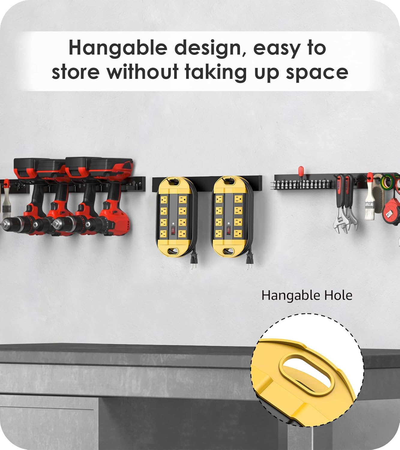 CCCEI Heavy Duty Power Strip Surge Protector, Metal 8 Outlets Power Strip for Appliance. Garage Shop Industrial Workbench 15 AMP Outlets Strip. 13FT Extension Cord