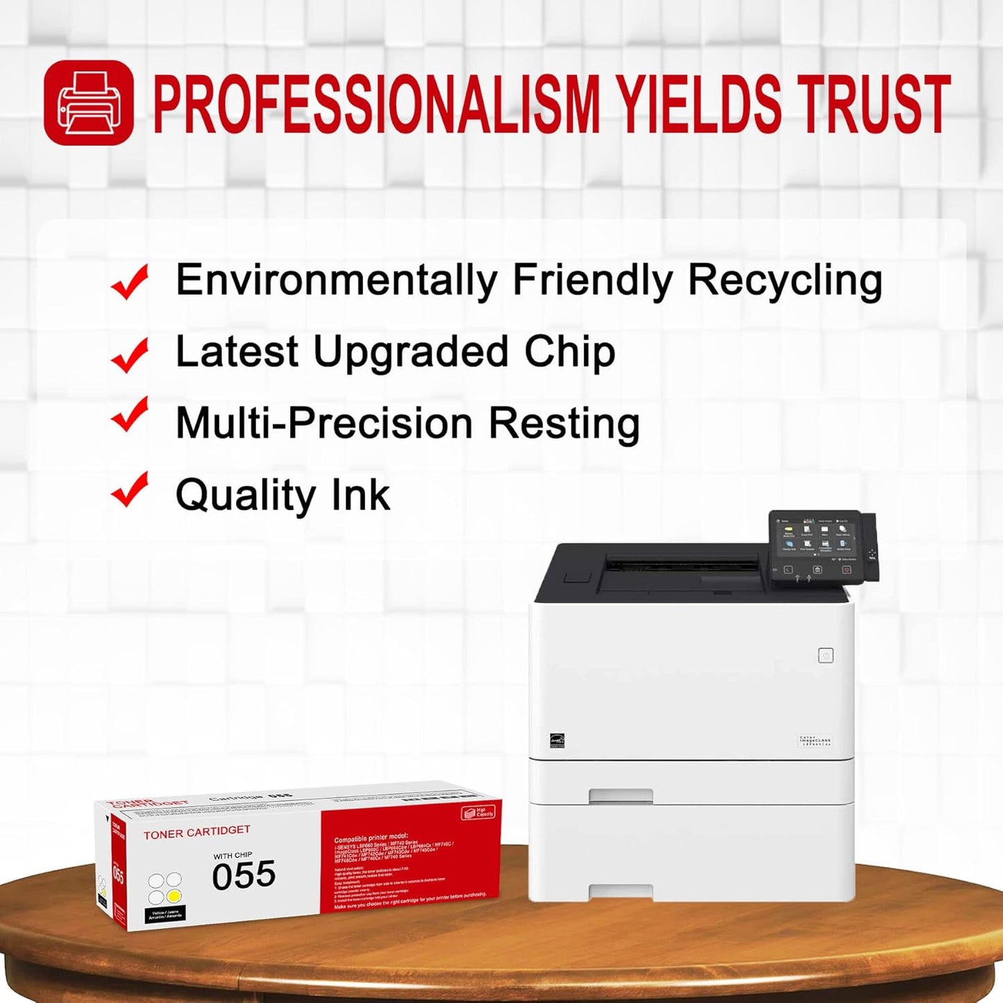 1 Pack 055 3013C001 Yellow Toner Cartridge: Compatible CRG-055 Replacement for Canon i-SENSYS LBP660 MF740 Series ImageClass LBP664Cdw LBP664Cx MF740C MF741Cdw MF743Cdw MF746Cdw MF740 Series Printer