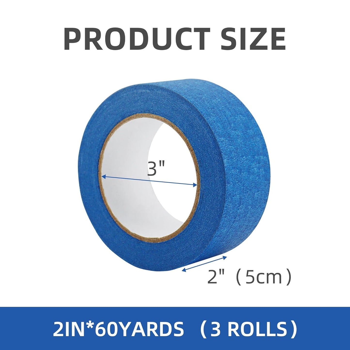 Painters Tape,2 in. W X 60 YD,Blue Masking Tape for Paint,Walls,3 Rolls