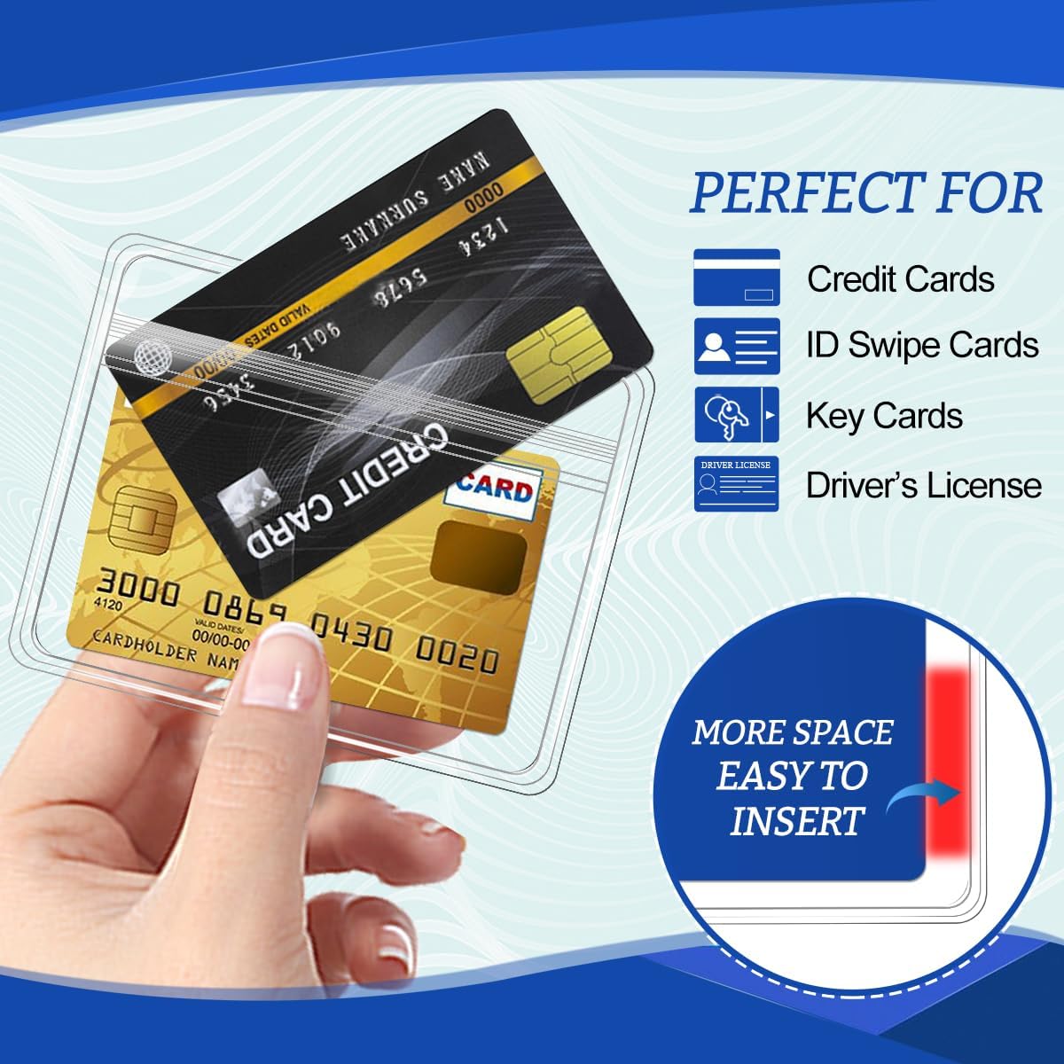 200 Pcs Clear Plastic Horizontal Name Badge ID Card Holders