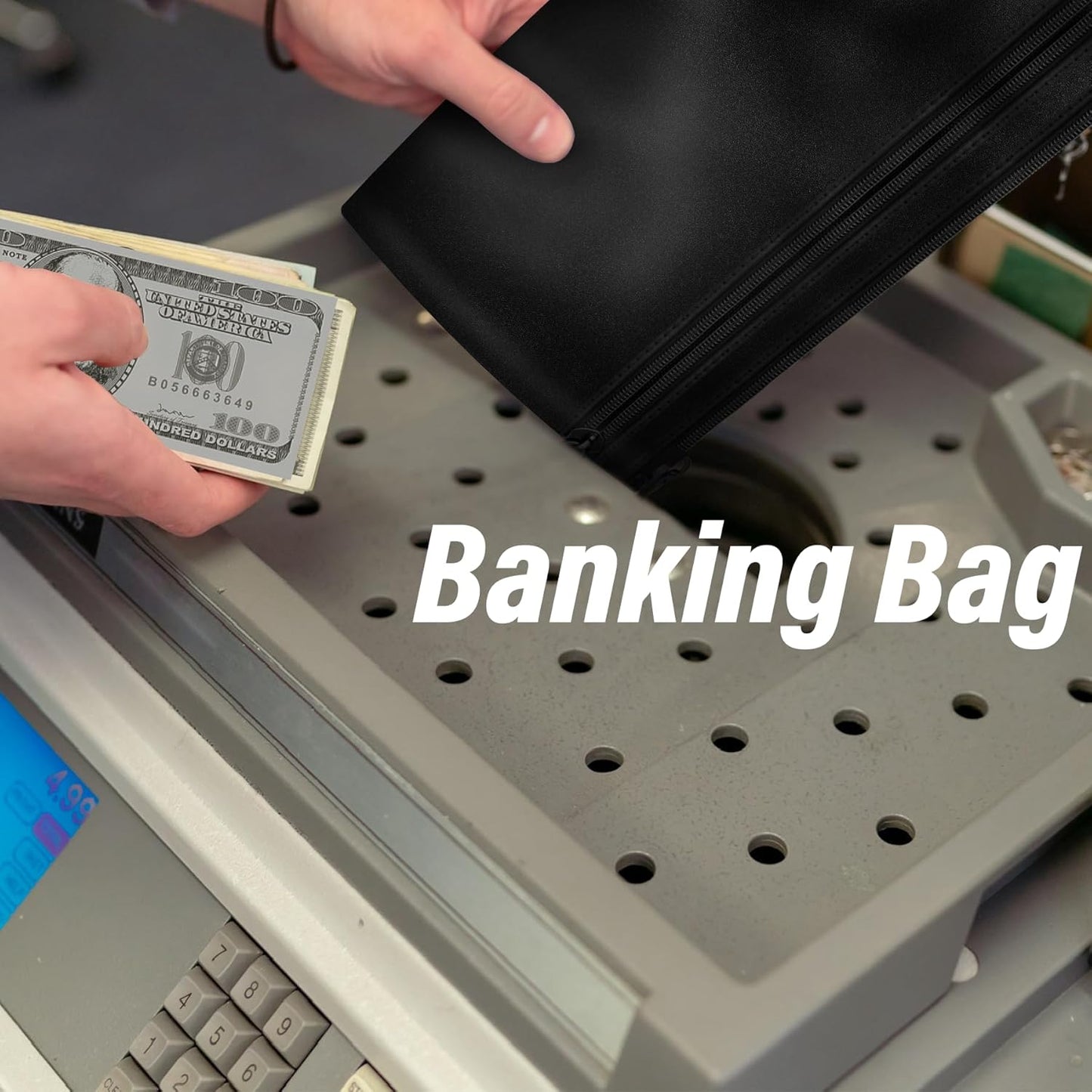 HAUTOCO 4 Pack Money Bag with Zipper 11x6.1 inch Money Pouch with Lined PU Leather Bank Bag Two Pockets Utility Wallet for Cash Check Receipt Coins Cosmetics