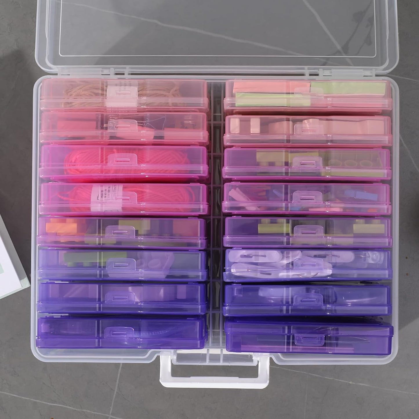 novelinks Photos Organizer 4" x 6" Photo Storage Box with Handle - 16 Inner Photo Cases Photo Box Storage Picture Organizers and Storage (Pink Purple Gradient)