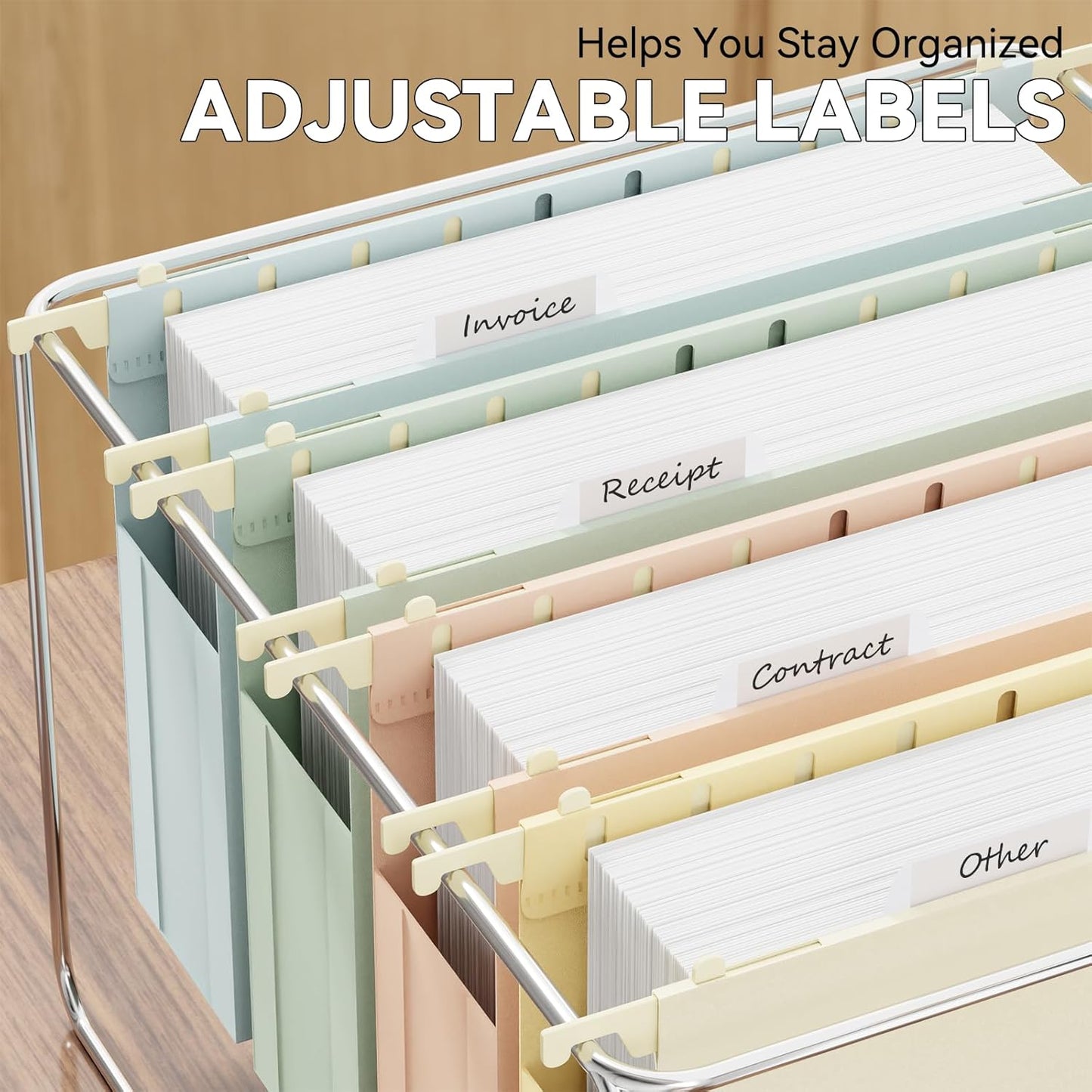 Plastic Expandable Hanging File Folder Letter Size,Heavy Duty 2“Expansion Extra Wide Hanging Folders with Tabs,Accordian Pocket,No Assembly,Filing Cabinet Folder for Office/Home,12 Pack,Morandi