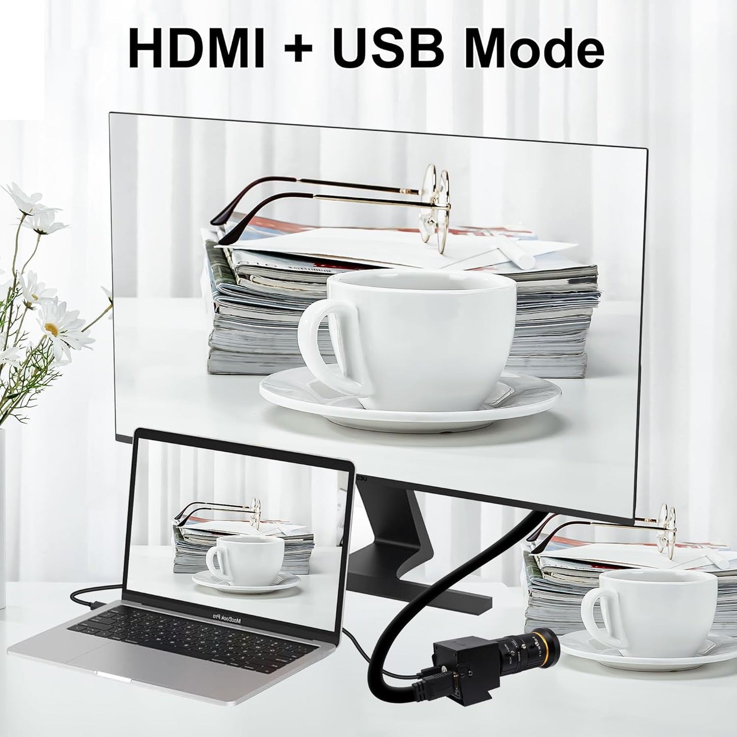 SVPRO HDMI Camera 4K USB Camera HD Streaming Webcam with 5-50mm Telephoto Zoom Manual Lens Industrial Camera CS Mount 10X Optical Zoom Camera for PC Computer,Laptop,Monitor,TV