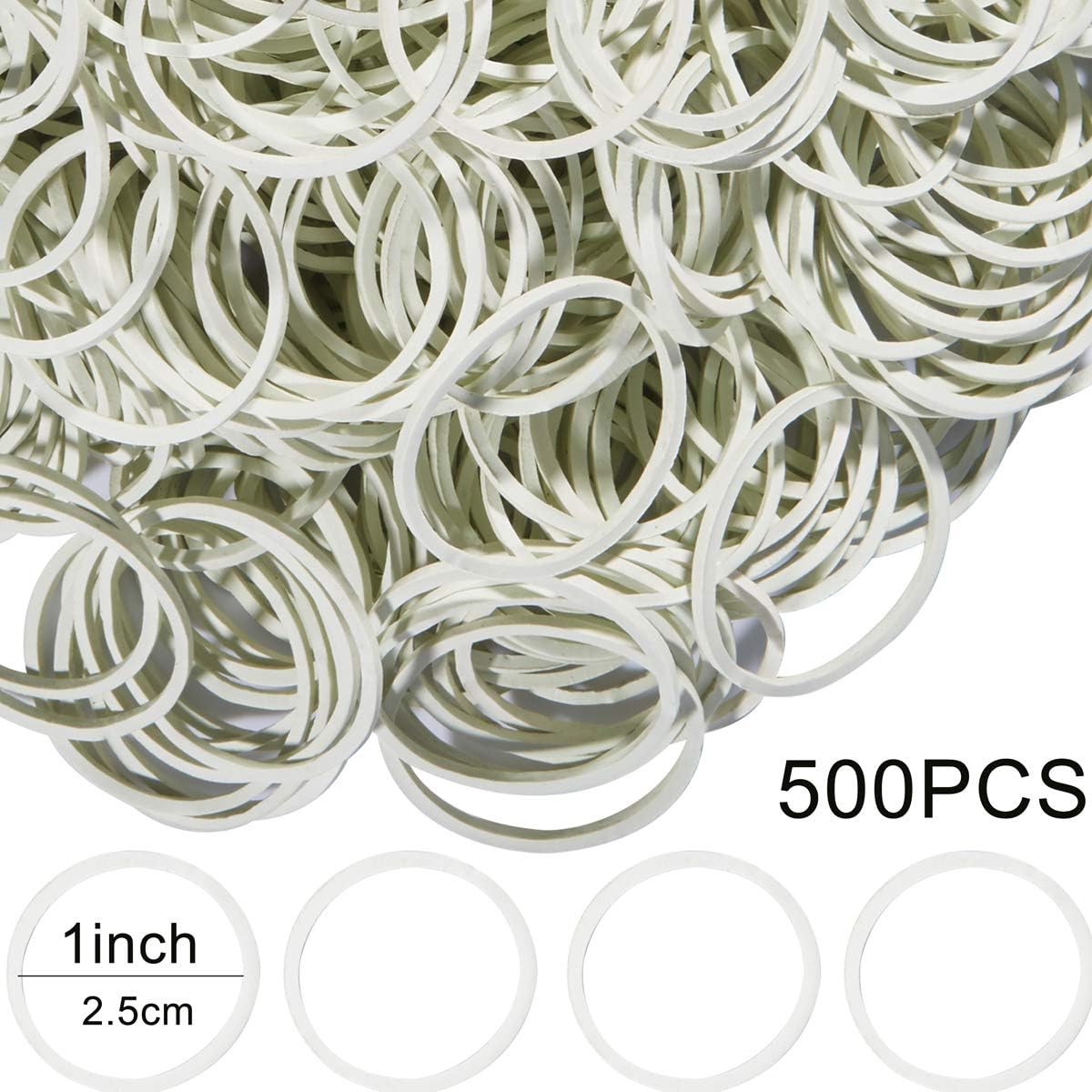 AMUU Rubber Bands 500pcs White about 1.2inch Small Rubber Bands 2.5-3cm rubber band for Office School Home Strong Elastic Band Loop Office Supplies