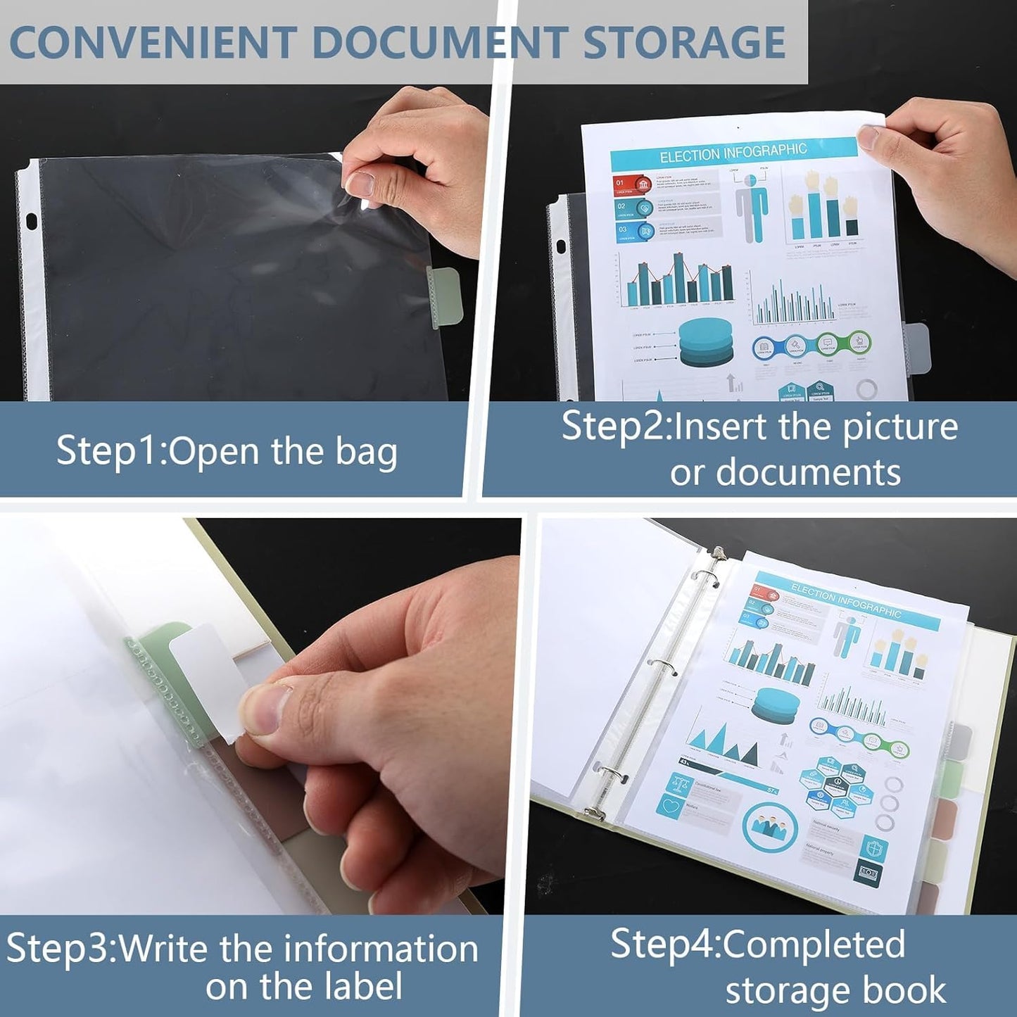 8 Set of 64 Pack Clear Binder Sheet Protectors for 3 Ring Binder Plastic Page Protector with 8 Tabs,Insertable Index Page Divider 8.5x11 Inch（Boho Color）