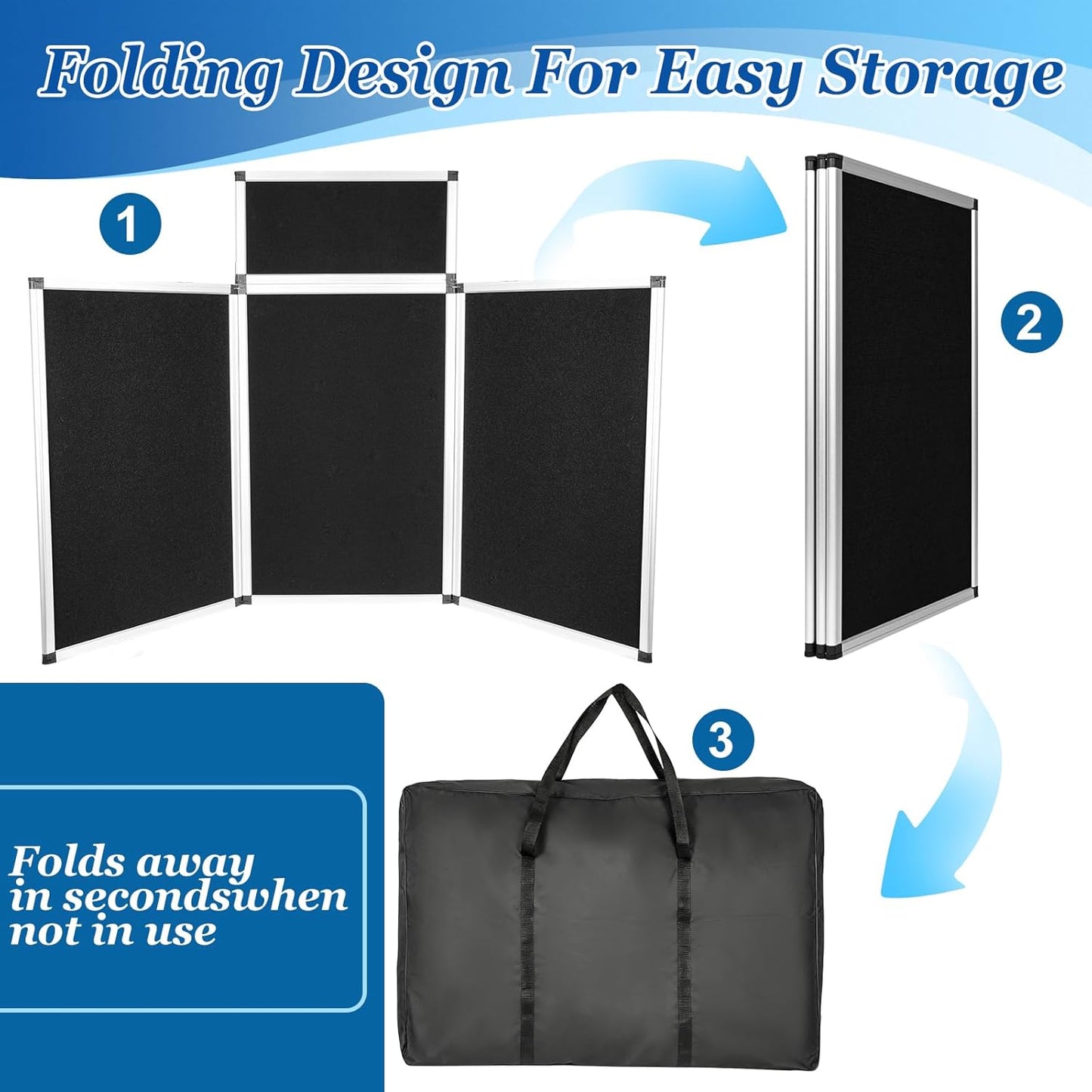 3+1 Panel Trade Show Presentation Board, 70.8“ x 35.4” Trade Show Presentation Board, Large Folding Desktop Display Board for Trade Shows, Conference Displays, Various Event Displays
