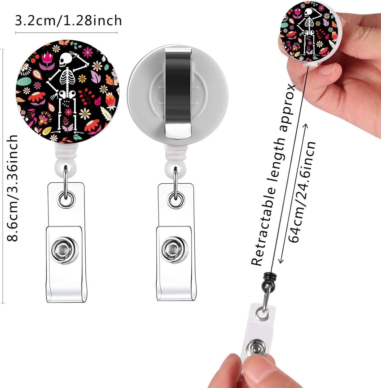 15 Pack Cute Badge Reels Retractable Badge Holders,Id Badge Holder Retractable Clip