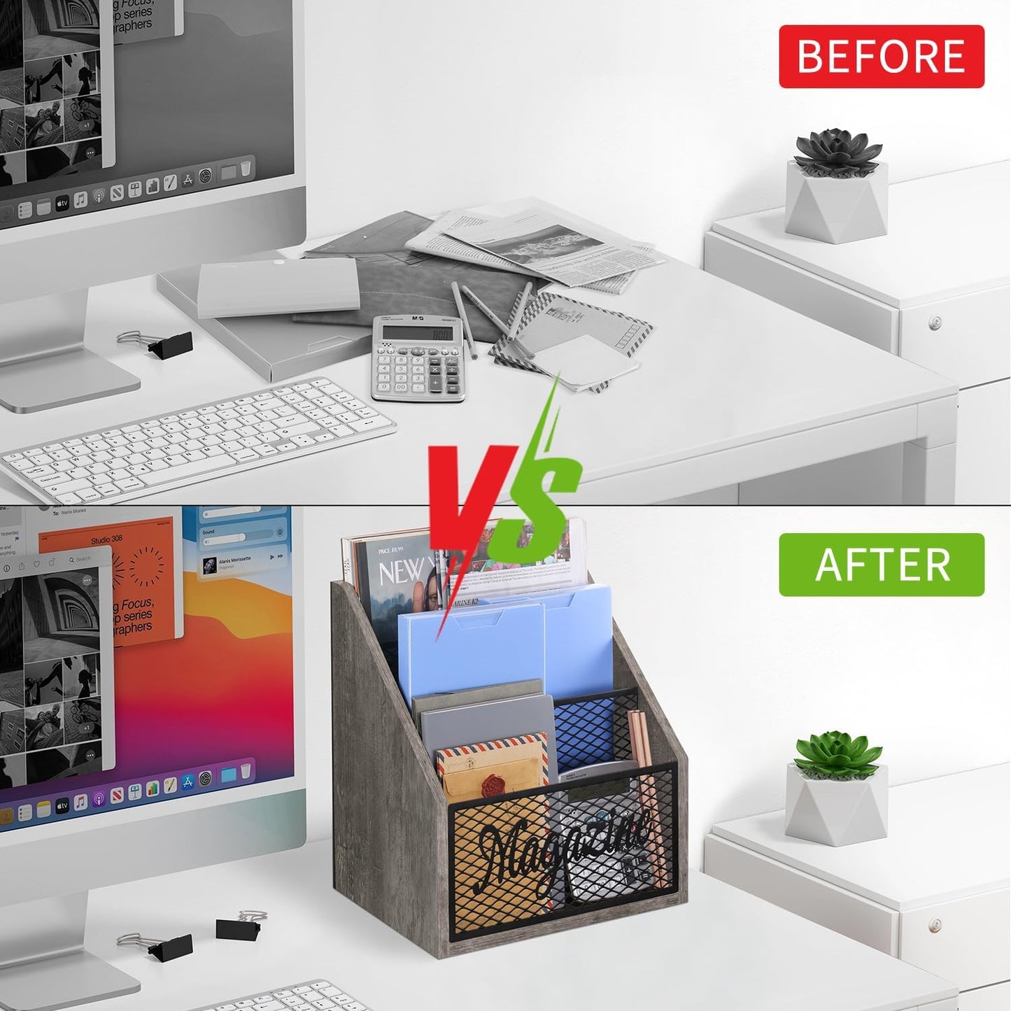 YINMIT Magazine Holder, Stepped 3 Tier Magazine Rack Floor, Magazine Storage Basket, Folder Organizer Bin for Magazines,Books,Newspapers,Tablets