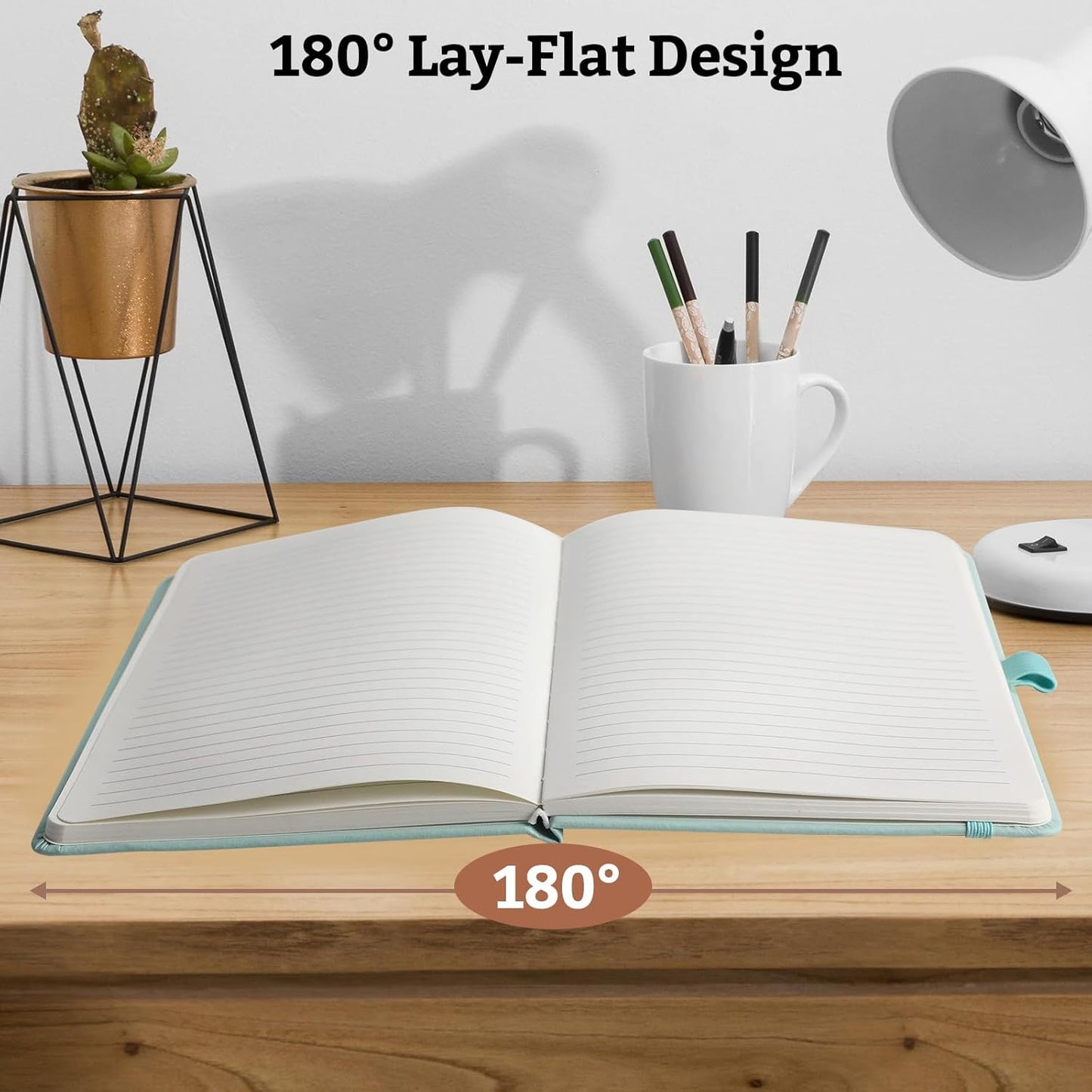 Lined Hardcover Journal Notebook, A5 192 Pages 100Gsm Thick Paper College Ruled for School,Note Taking,Work,Diary，5.7''*8.3'',Light Green