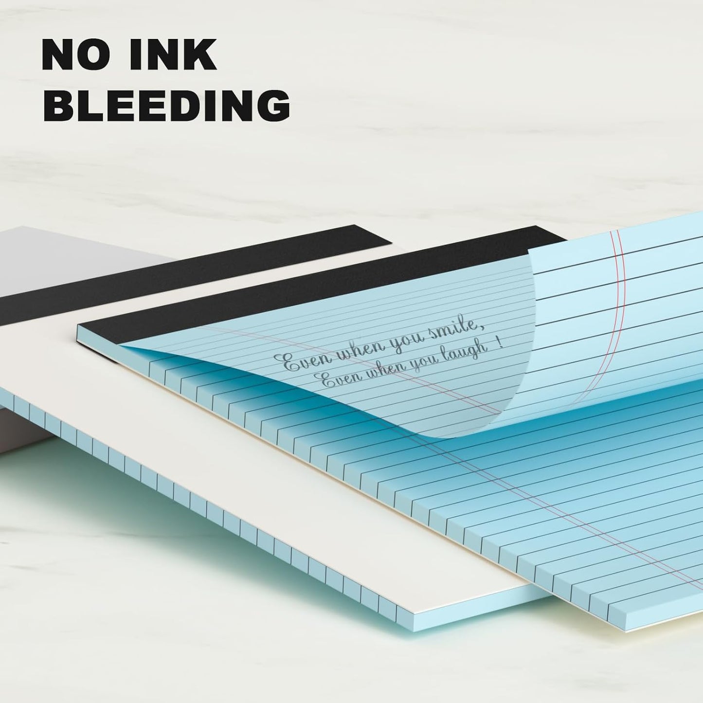 Blue Legal Pad Note Pads 8.5 x 11 inch, Wide Ruled Clear Print Writing Pads 30 Sheets/Pad, 20lb Colored Paper, Perforated Notepad with Sturdy Back (3 Pads Blue)