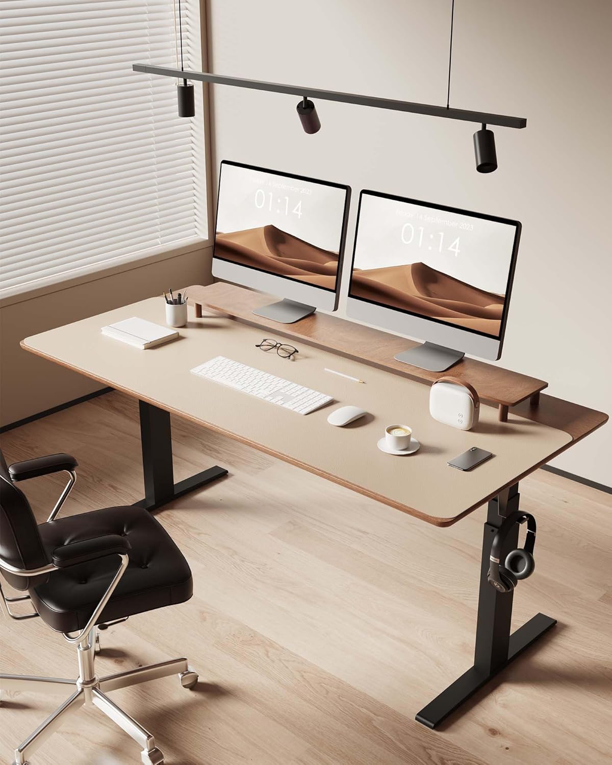 YSAGi Leather Desk Pad Protector, Office Desk Mat, Large Mouse Pad, Non-Slip PU Leather Desk Blotter, Laptop Desk Pad, Waterproof Desk Writing Pad for Office and Home (Eggshell, 47" x 17")