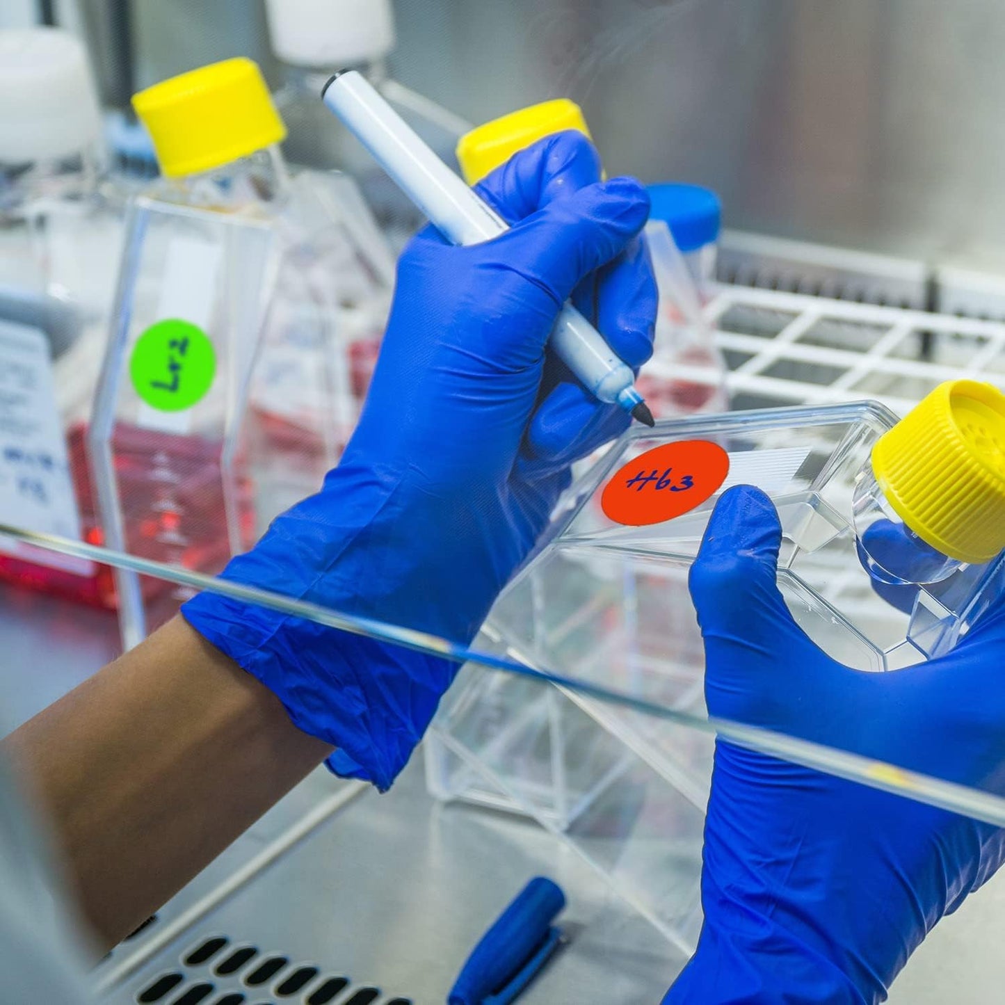 ChromaLabel 2 Inch Round Colored Stickers, High Visibility Permanent Sticky Dots Color Coding Labels, Easy to Write On Dot Stickers - 500 Sticker Dots per Roll, Matte Finish Fluorescent Red-Orange