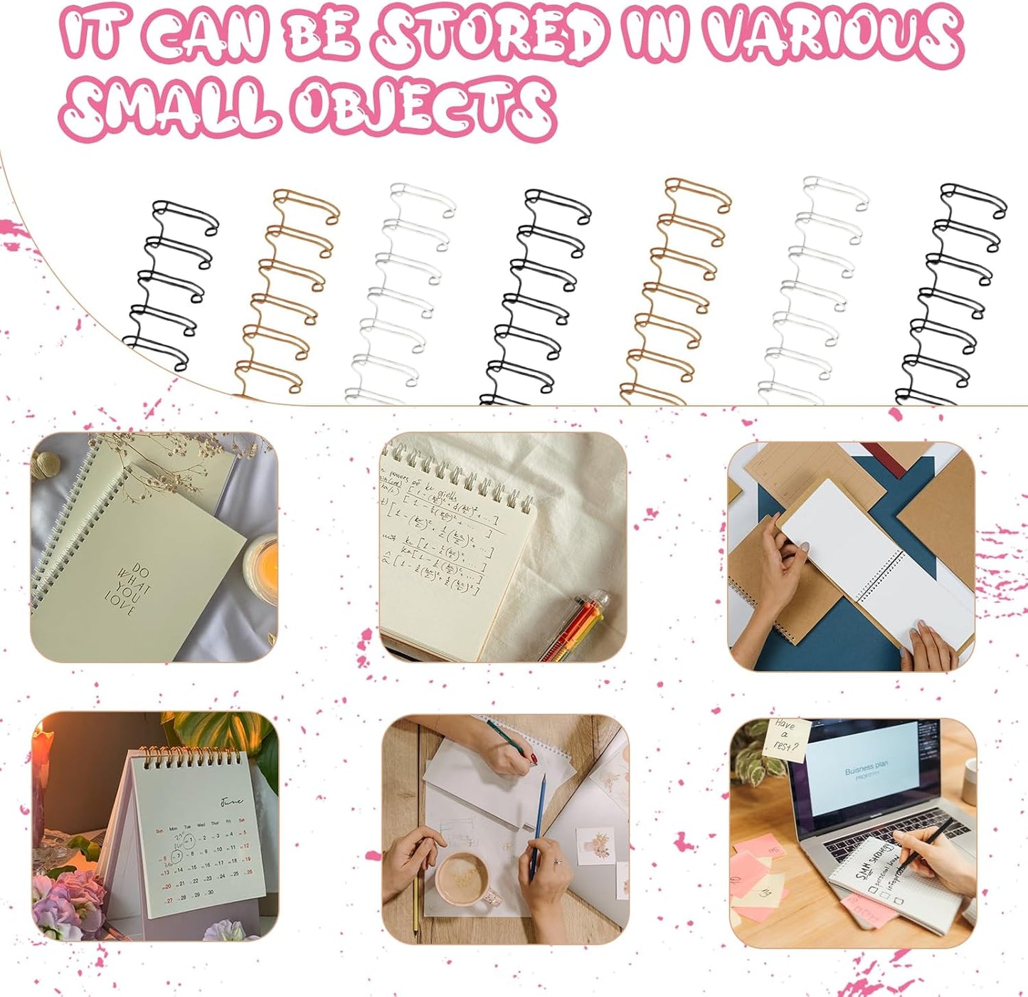 30Pcs Metal Double Loop Binding Wires Double Spiral Binding Ring Coil, 9/16" 23 Holes, 2:1 Pitch Cinch Binding Machine Wire for Teacher Student Document Notebook File Making (Classic Color)