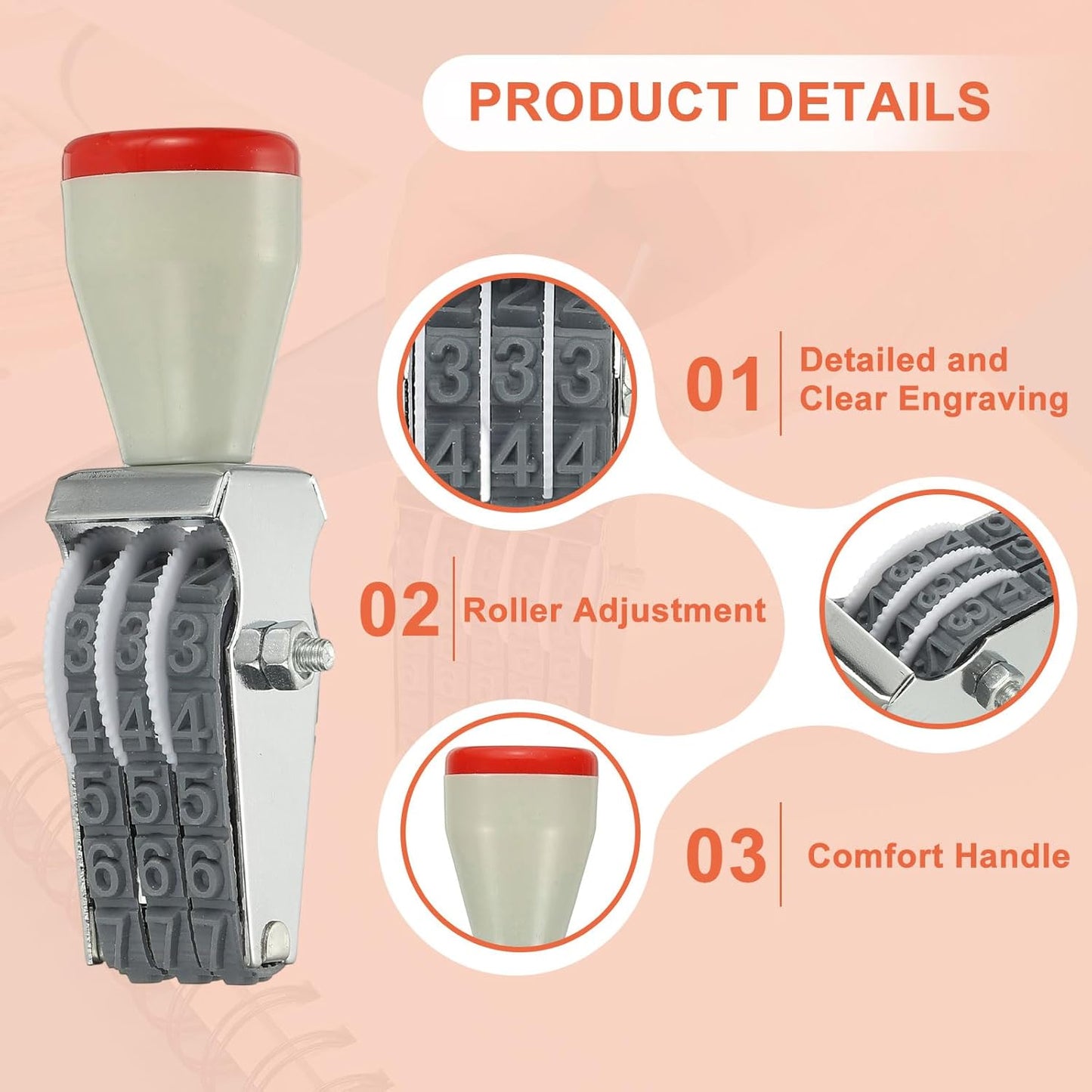 PATIKIL 3 Digit Number Roller Stamp, Adjustable Rubber Stamp Changeable Numerical Symbol Office Date for Business Creative Price Tag