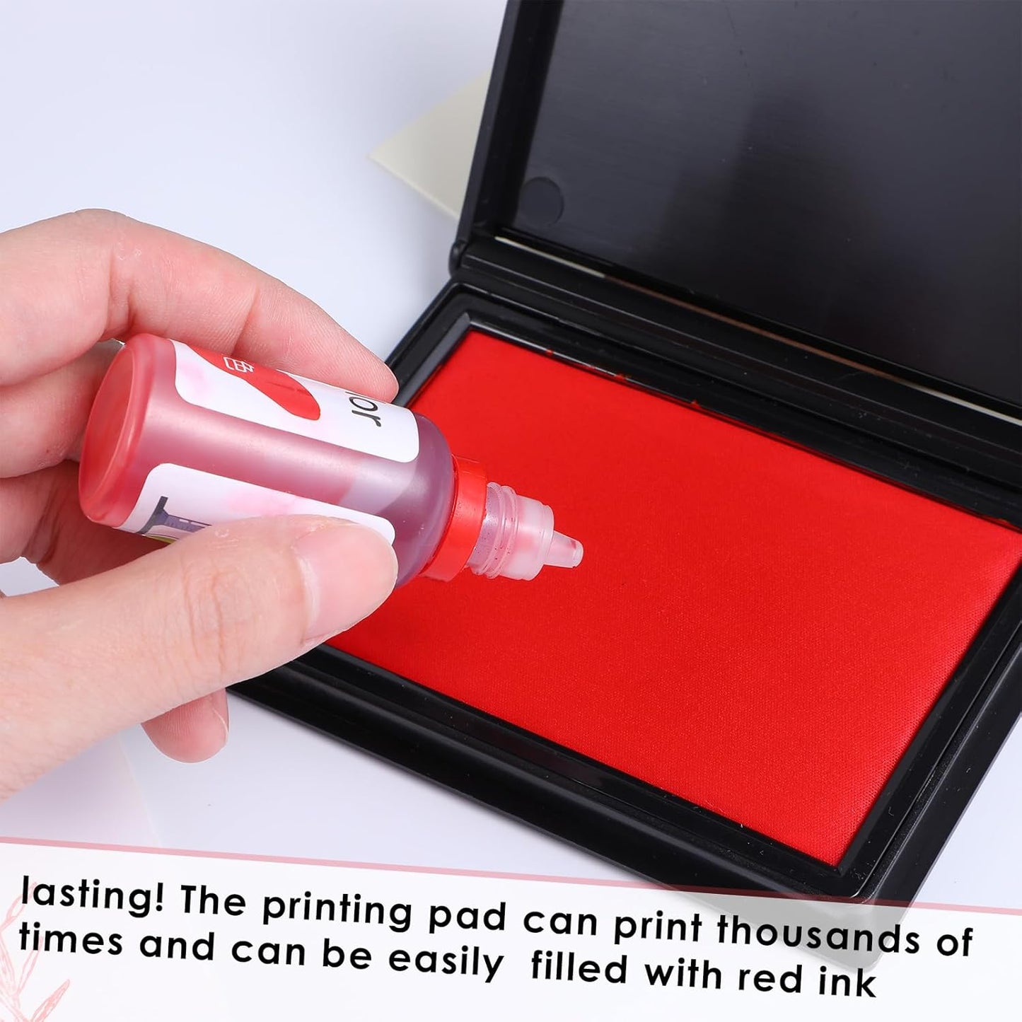 Red Ink Pad for Stamping, Finger Print Ink Pads for Rubber Stamps, Large Red Ink Stamp Pad, Thumbprint Ink Pad for Home Office Security Notary Supplies(4.72 x 3.66 Inches)