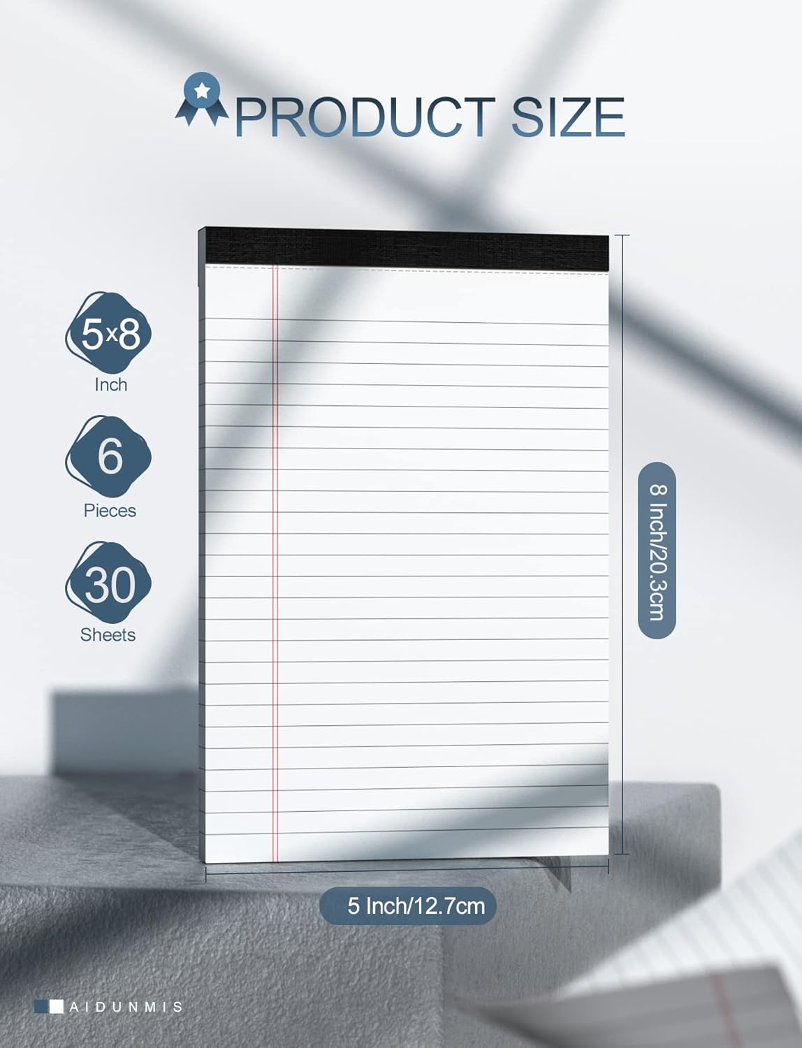 Legal Pads 5x8 Inch Writing Pads for Office Note Pads 5x8 for Work 80 GSM Paper College Ruled Legal Pad To Do List Notepad 30 Sheets 6 Pack Notebook Writing Pad Notepads for Grocery List Shopping List