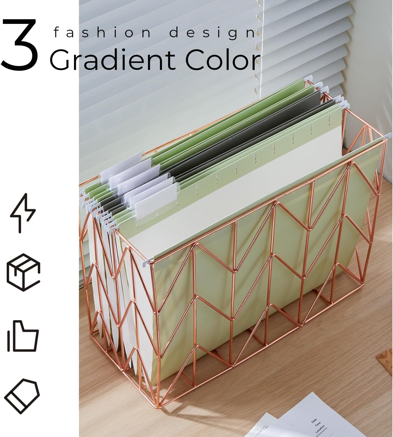 Y YOMA 6 Pack Gradient Hanging File Folders Letter Size Decorative Hanging Folder Pretty File Folder Organizer for Filing Cabinet Office Home with 1/5-Cut Adjustable Tabs, Leaf Green