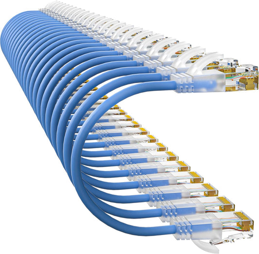 Cat6a Patch Cables 2ft (24 Pack) Slim, Cat6 Ethernet Patch Cable Pure Copper, Flexible Cat 6 Patch Cable 550MHZ 10G, Space-Saving Cat 6A Network Cables for Patch Panel, Blue