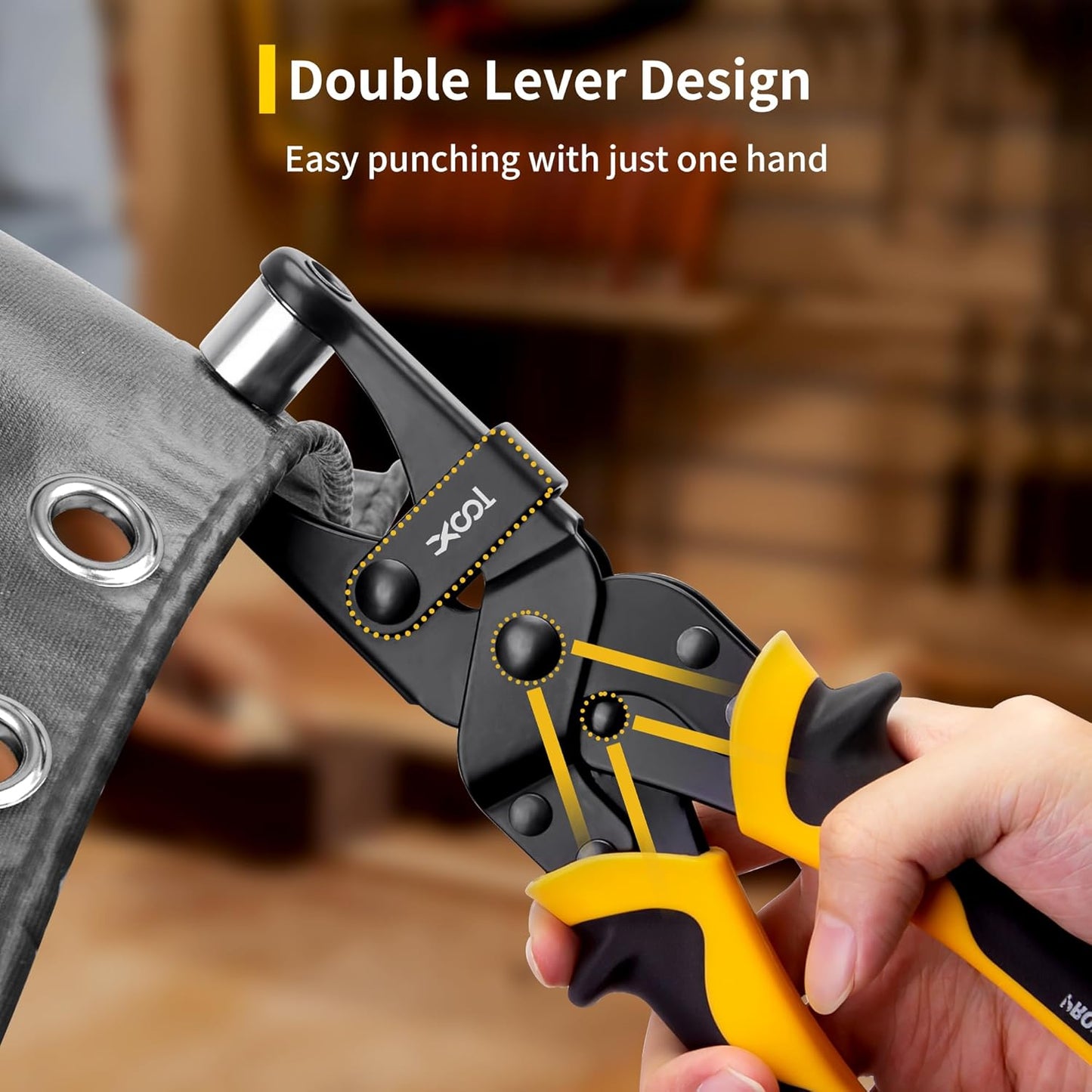 XOOL Grommet Tool Kit, 200PCS 3/8 inch 10mm Grommets, Leathercraft Punching Tool, for Canvas, Fabric, Tarps, and DIY Craft Projects