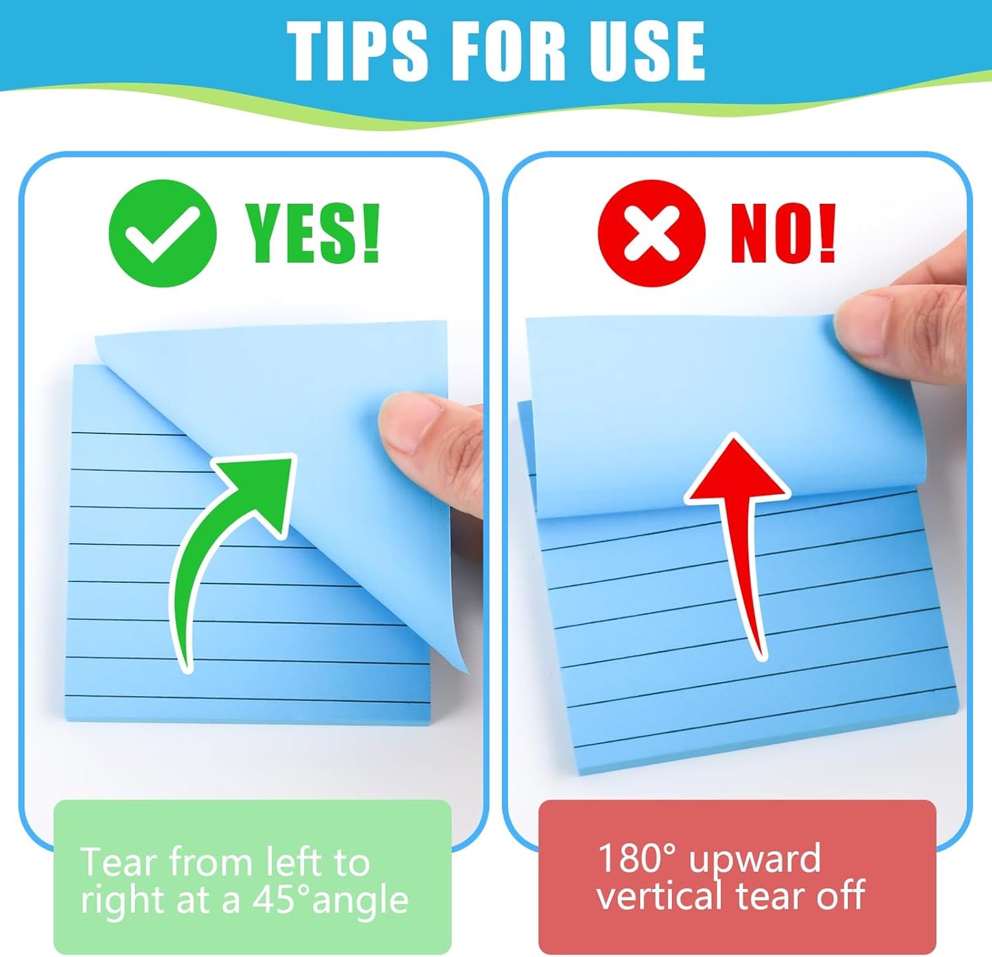 SACATR 30 Pads Lined Sticky Notes, Sticky Note Pads 3x3 inches, 10 Bright Color Sticky Notes with Lines Self-Stick Note Pads, Perfect for Office Home School(100 Sheet/Pad)